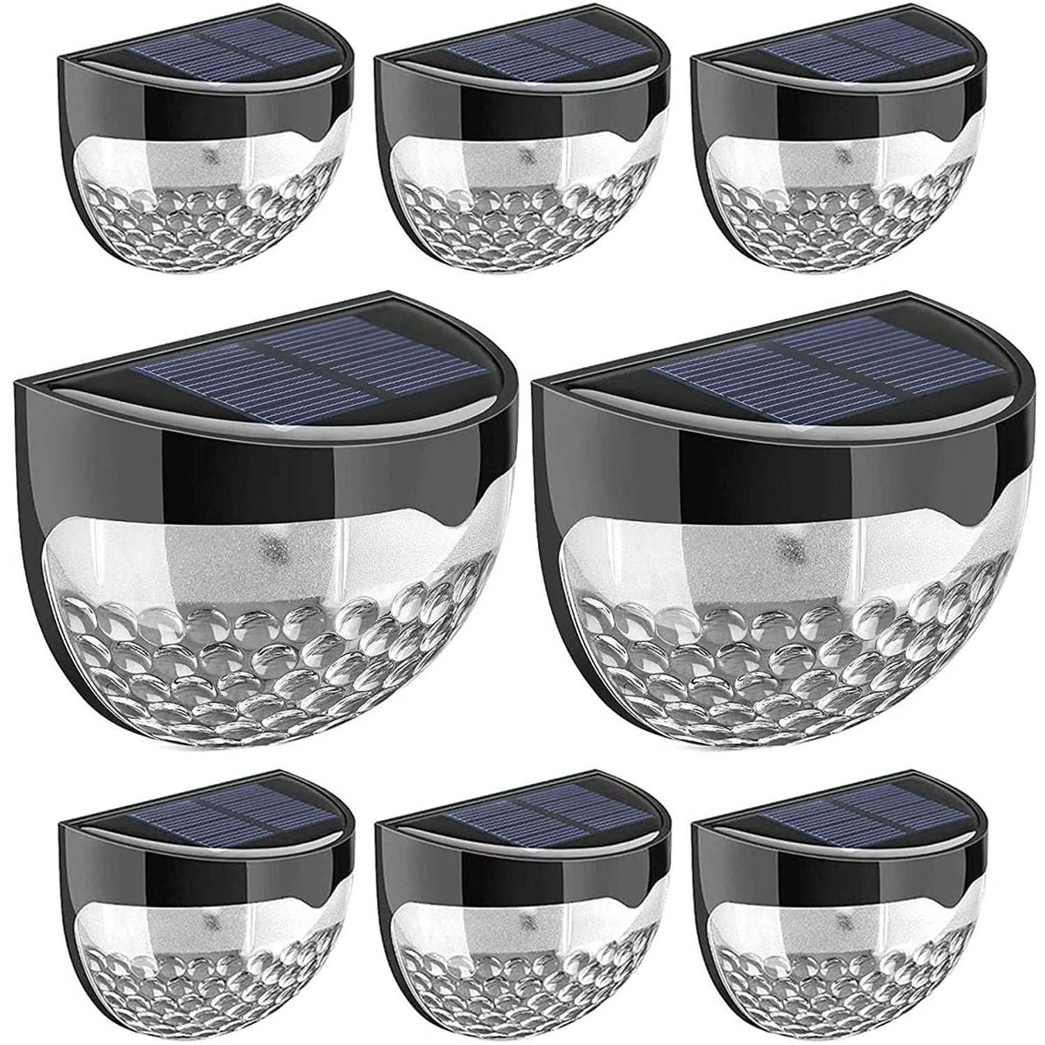 QASIMOF Solar Fence Lights, Decorative LED Garden Lights Waterproof Solar Powered for Patio, Yard, Garage, Stairway, Gate, Wall (8 Pack)