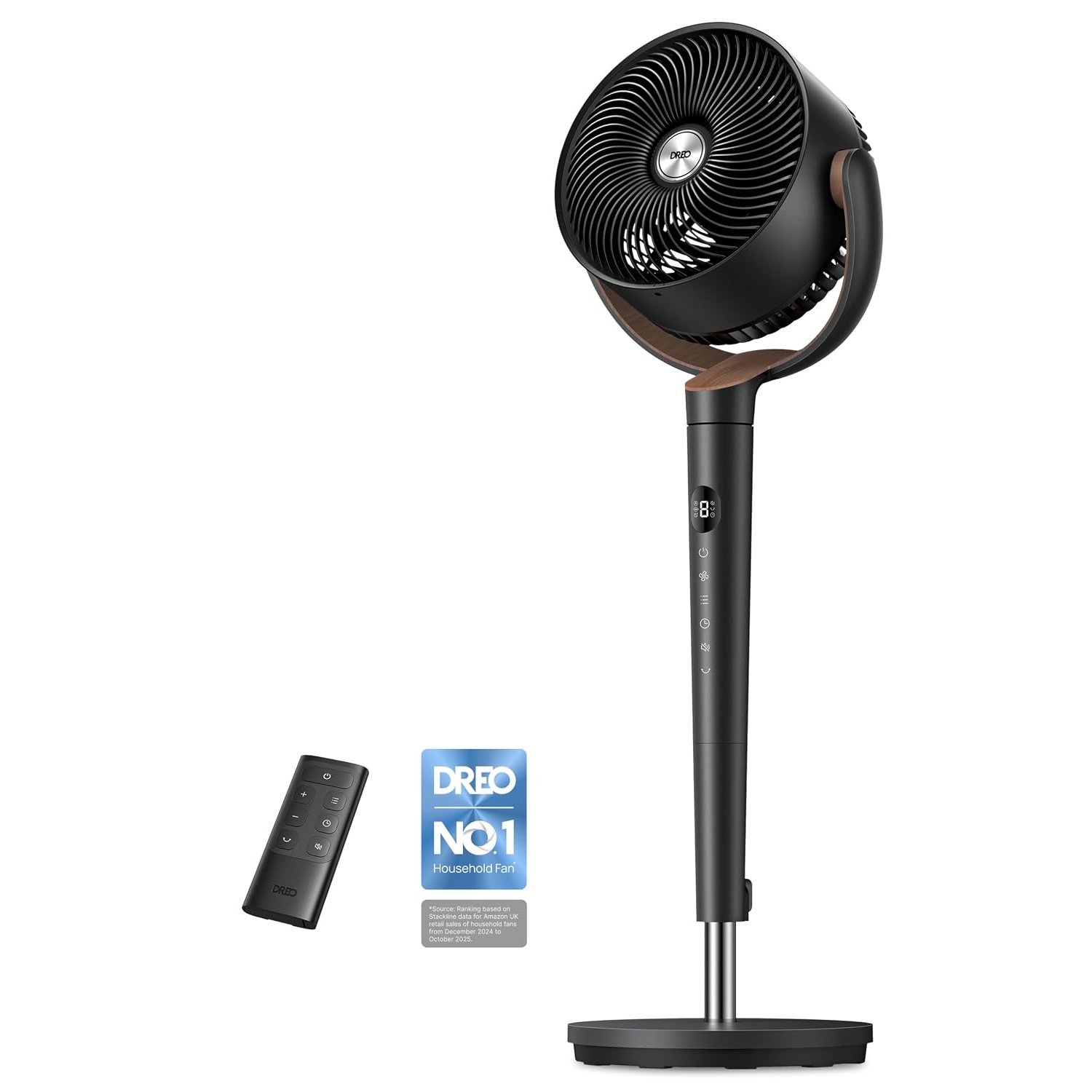 DREO 20dB Ultra Quiet Standing Pedestal Fan for Bedroom, 120° Oscillating Electric Cooling Fan with DC Motor, 9 Speeds & 4 Modes, 8H Timer, Remote, 37-42" Adjustable Height, 9" Blade, Home & Office