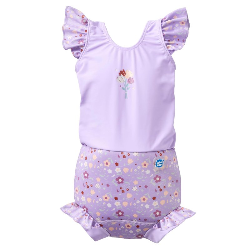Splash About Baby Girls Happy Costume One Piece Swimsuit, Lilac Spring, 12-24 Months UK