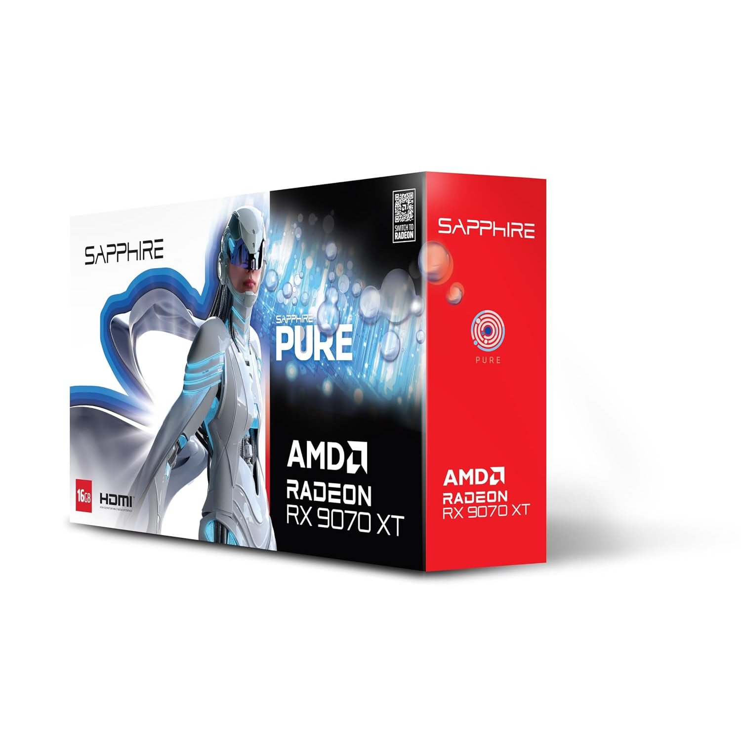 Sapphire Pure AMD Radeon RX 9070 XT OC Gaming Edition 16GB GDDR6 Graphics Card, Triple Fans, Dual HDMI, Dual DisplayPort, White