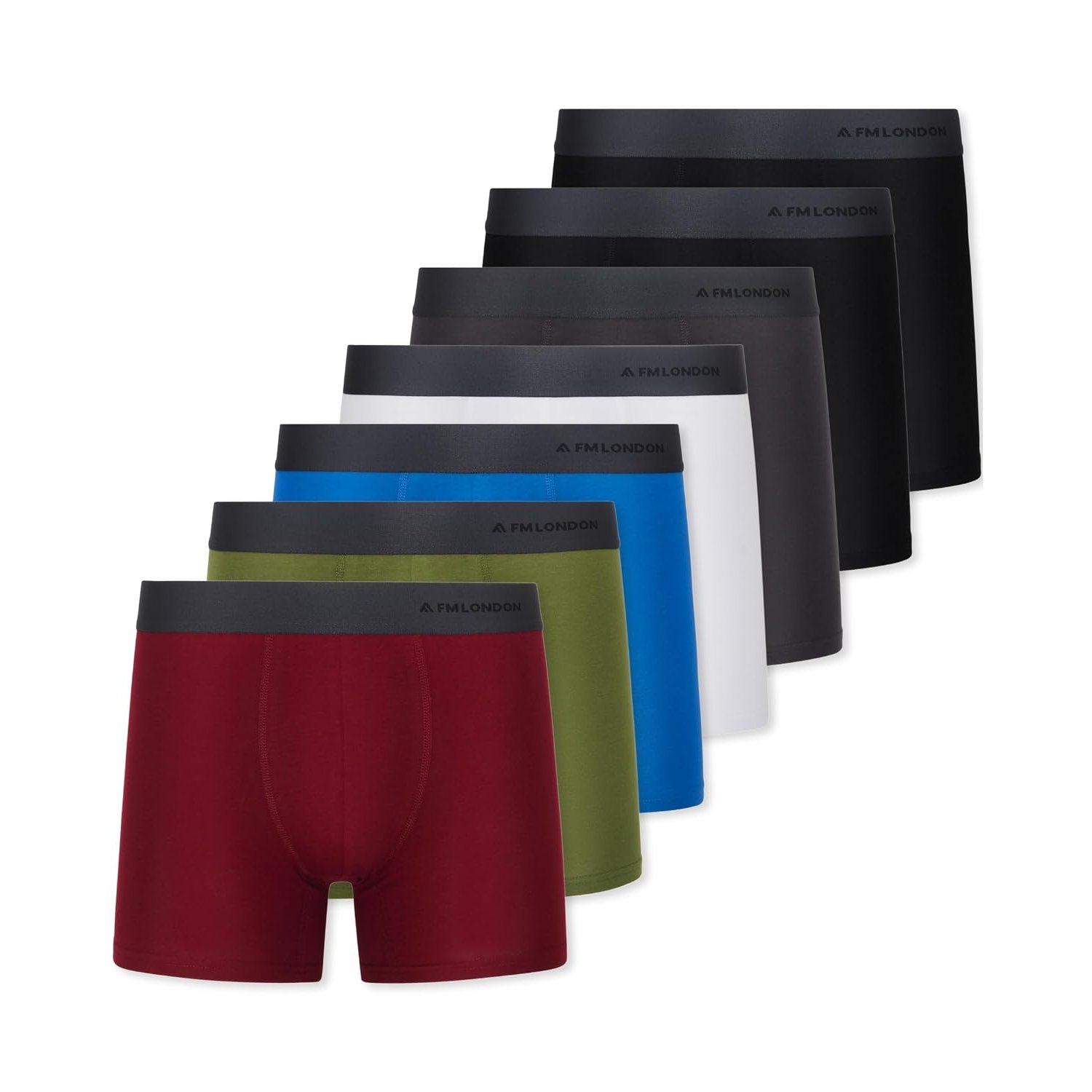 FM London Mens 7-pack Boxers, Dark Assorted, L UK