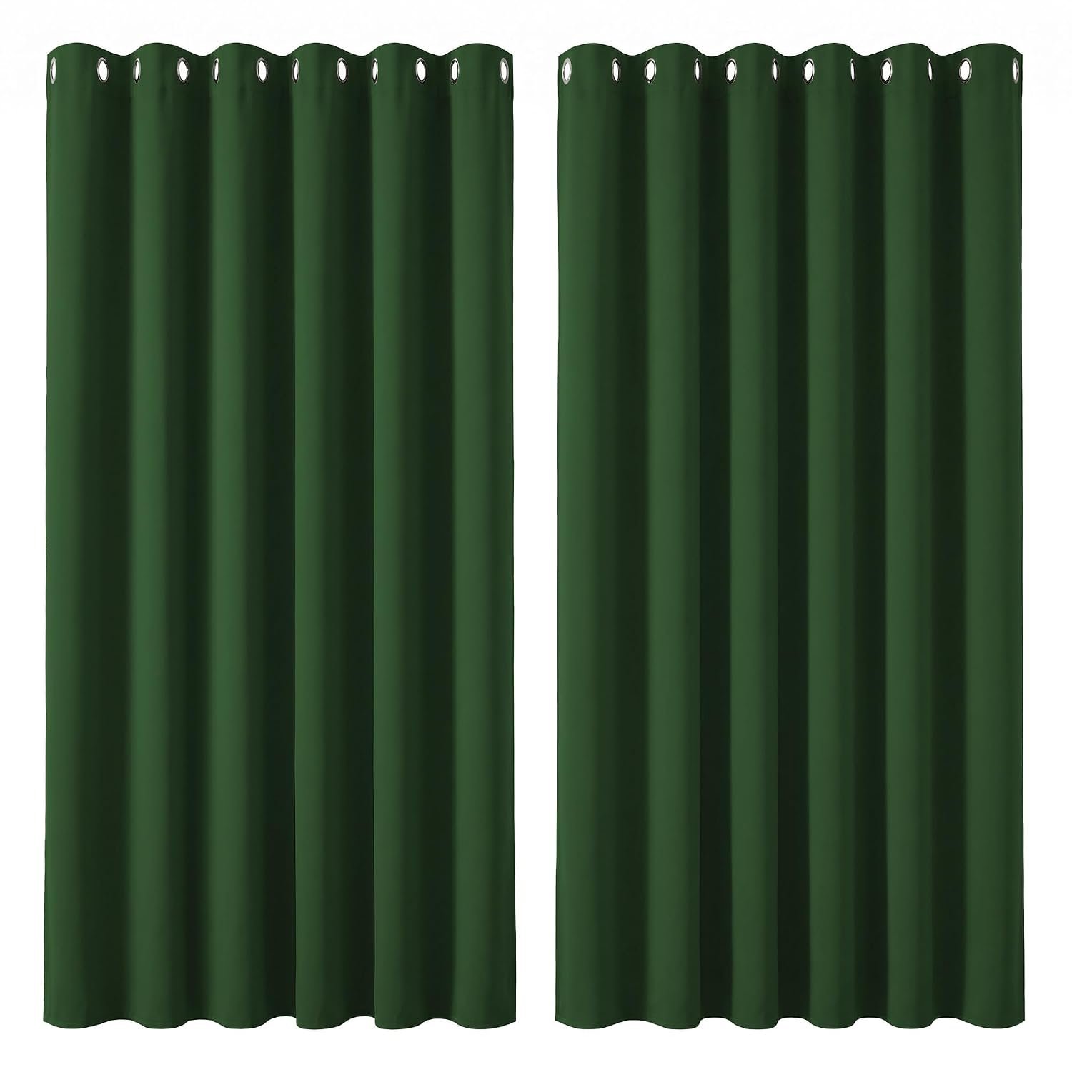 Deconovo Green Curtains Thermal Insulated Eyelet Blackout Curtains for Bedroom 90 x 90 Inch Forest Green Two Panels