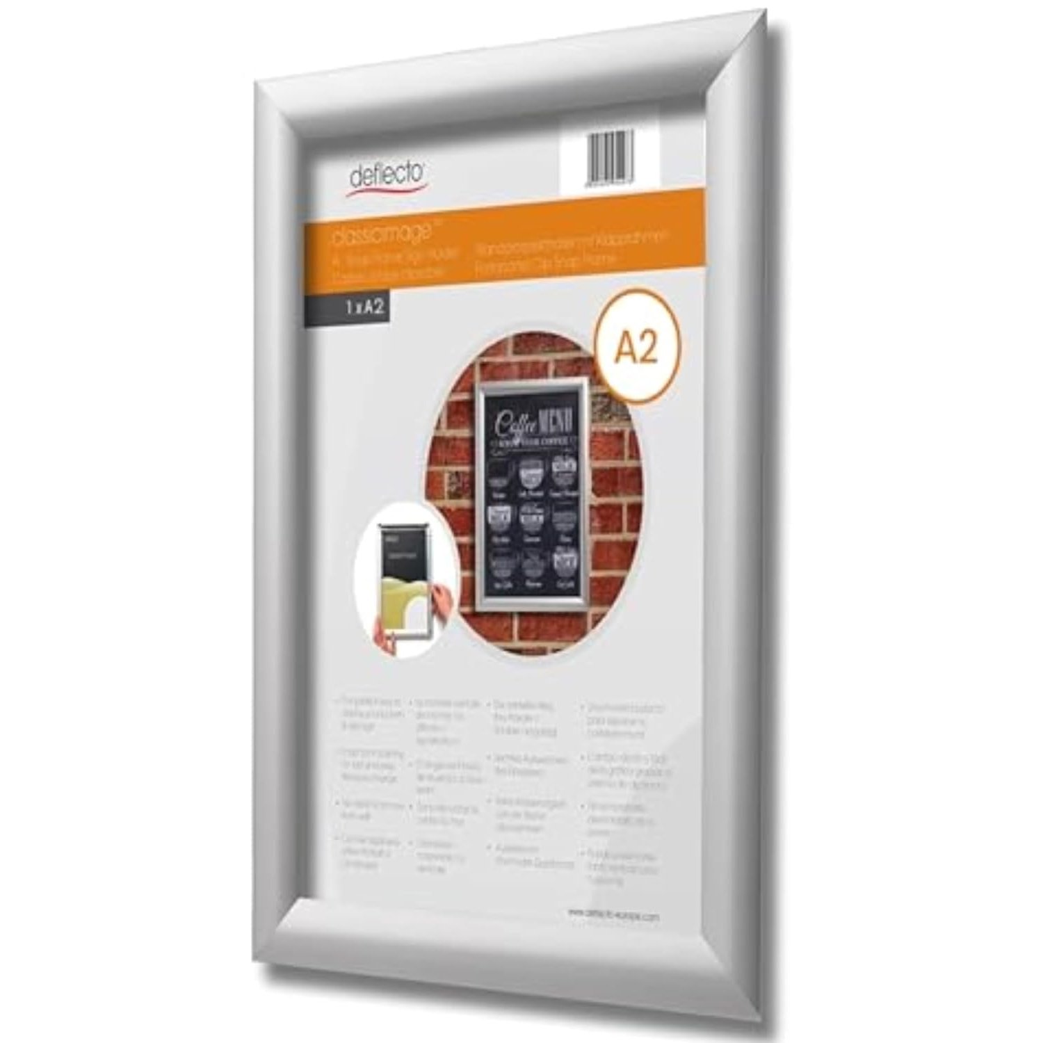 Deflecto A2 Snap Frame Silver - Aluminium Clip Frame for Certificate, Wall Display & Photo Hanger - Poster Holder with Convenient Front Opening Clips