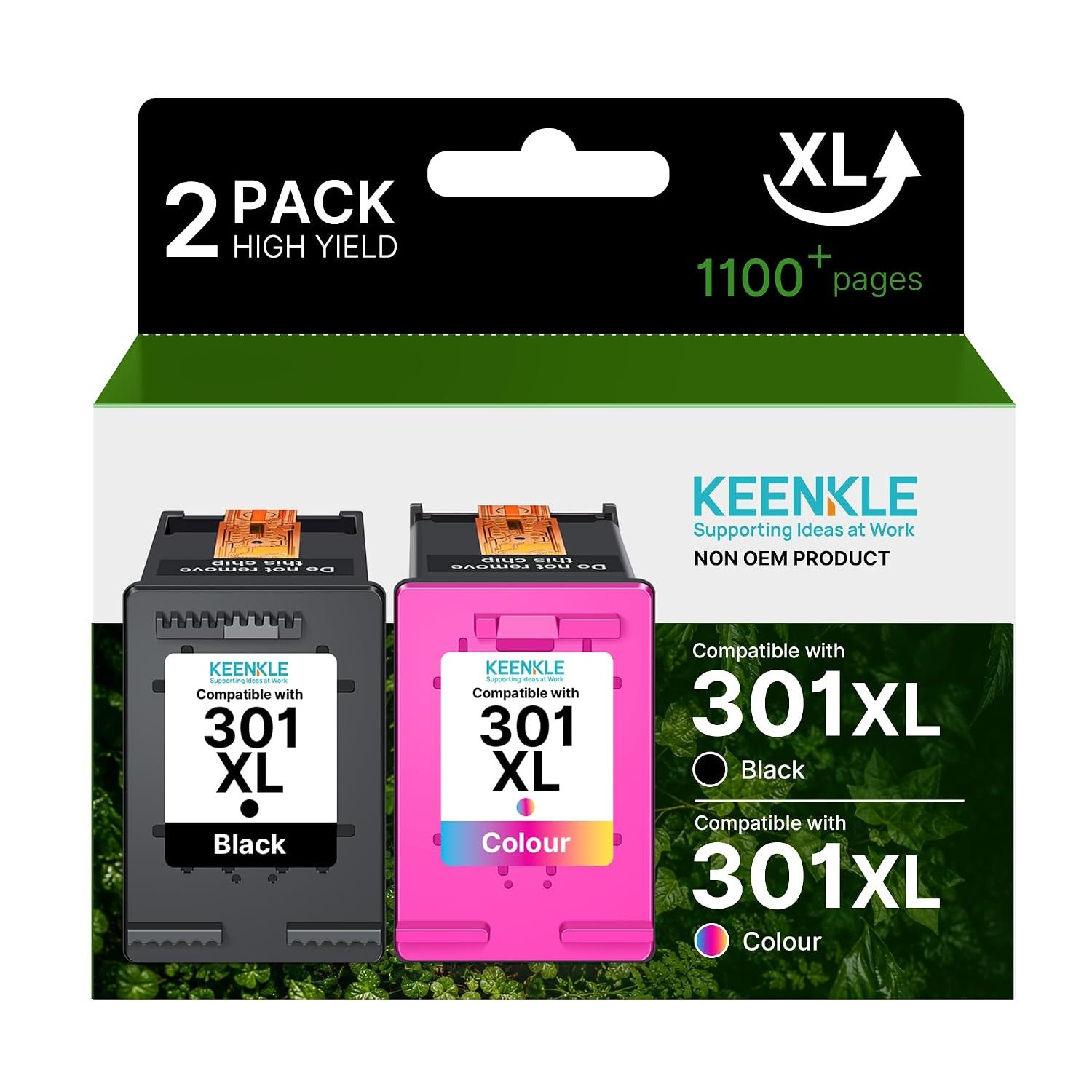 301XL Ink Cartridges Compatible for HP 301 Ink Cartridges Black and Colour for HP Envy 5530 5532 4500 4504 4507 Deskjet 1512 2540 2544 3055a OfficeJet 4630 4632, for HP 301XL Ink Cartridges (2 Pack)