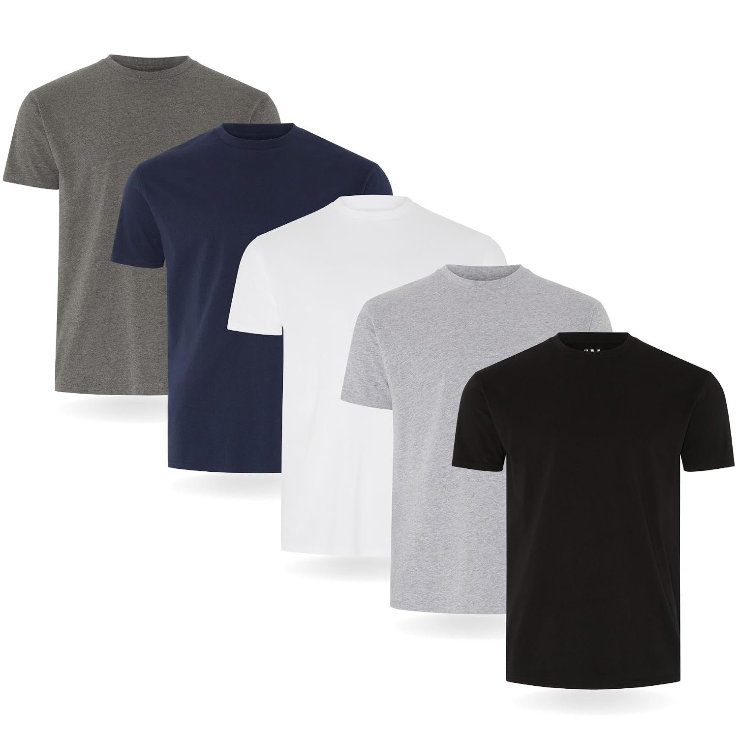 FM London 3/5-Pack Mens T Shirt - Premium Weight T-Shirts for Men with Lightly Fitted Design - Super Soft - Made with 100% Cotton - Stretch Fit for Any Occasion - Durable Comfort Fit