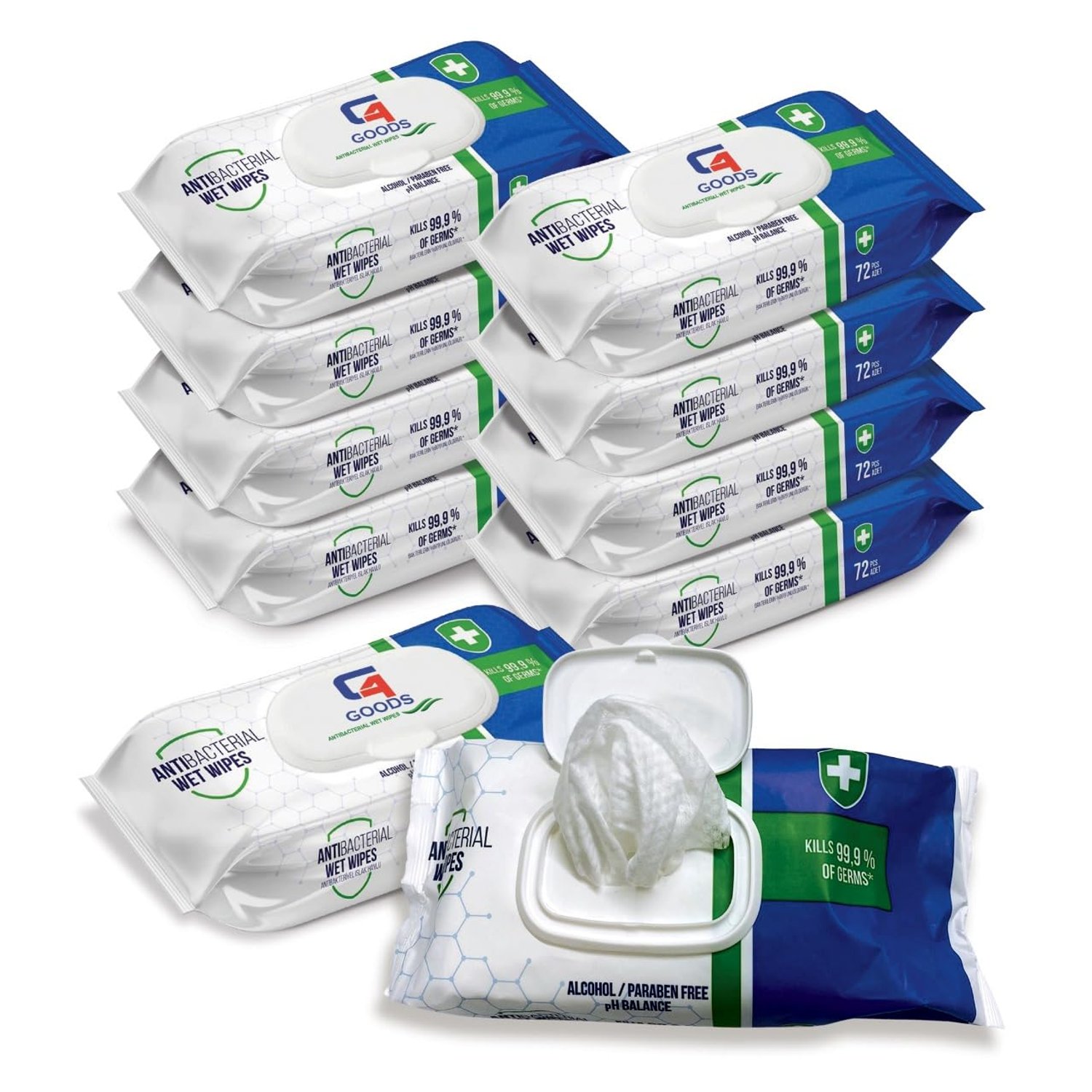 G4GOODS Premium Adult Wipes 10 Packs (720 Wipes) Antibacterial Body Cleansing Bath Wipes, Rinse-Free, Fragrance-Free & Hypoallergenic Wet Wipes for Incontinence, Seniors, Travel, Bed Bath Care