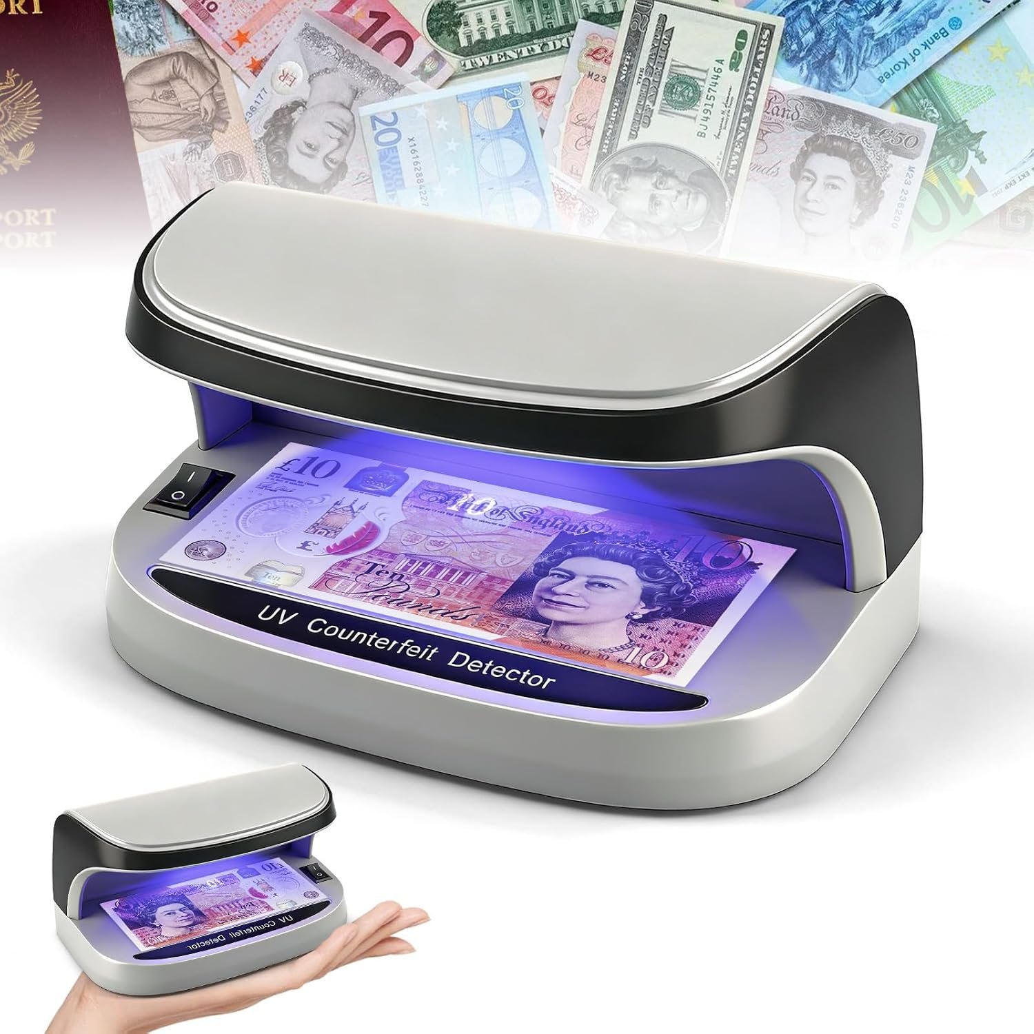 Note Checker - Counterfeit Money Detector UV LED Light Counterfeit Money Detector, Portable Fake Prop Notes Checker Fluorescent Mark Tracer for All Supermarkets/Hotels/Restaurants/Home