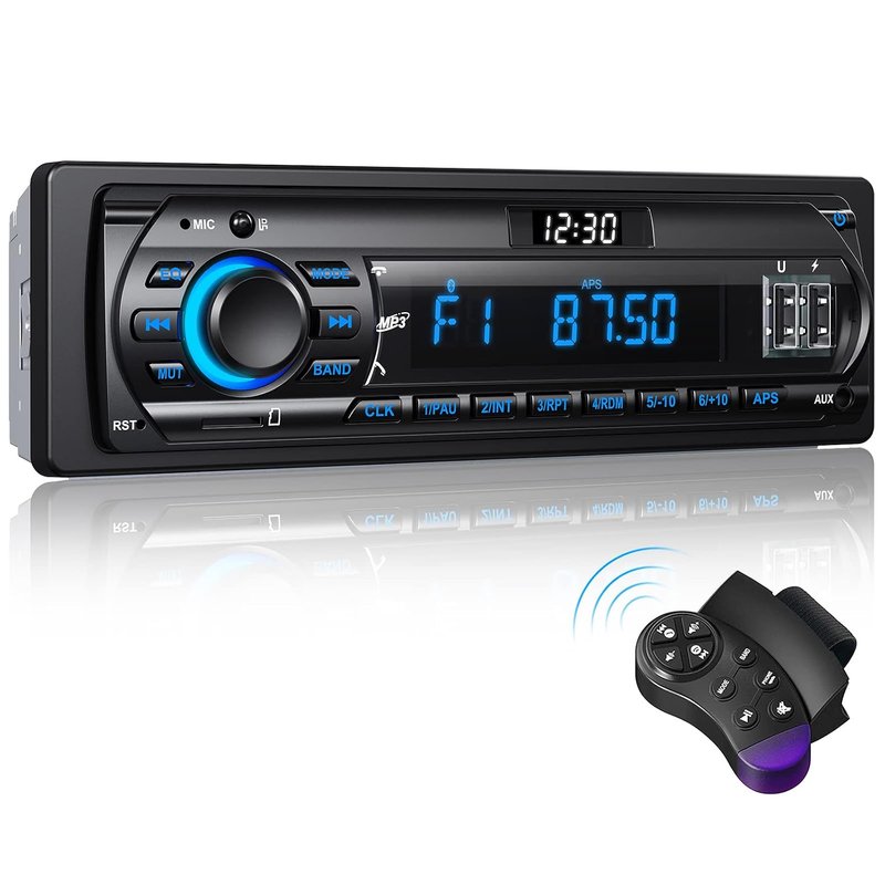 RDS Car Radio Bluetooth, Wistrue FM/AM Single DIN Car Stereo Bluetooth Radio with LCD Clock,7 Colors Lighting,Supports 2 USB/AUX/SD,MP3 Player,EQ Sound Modes