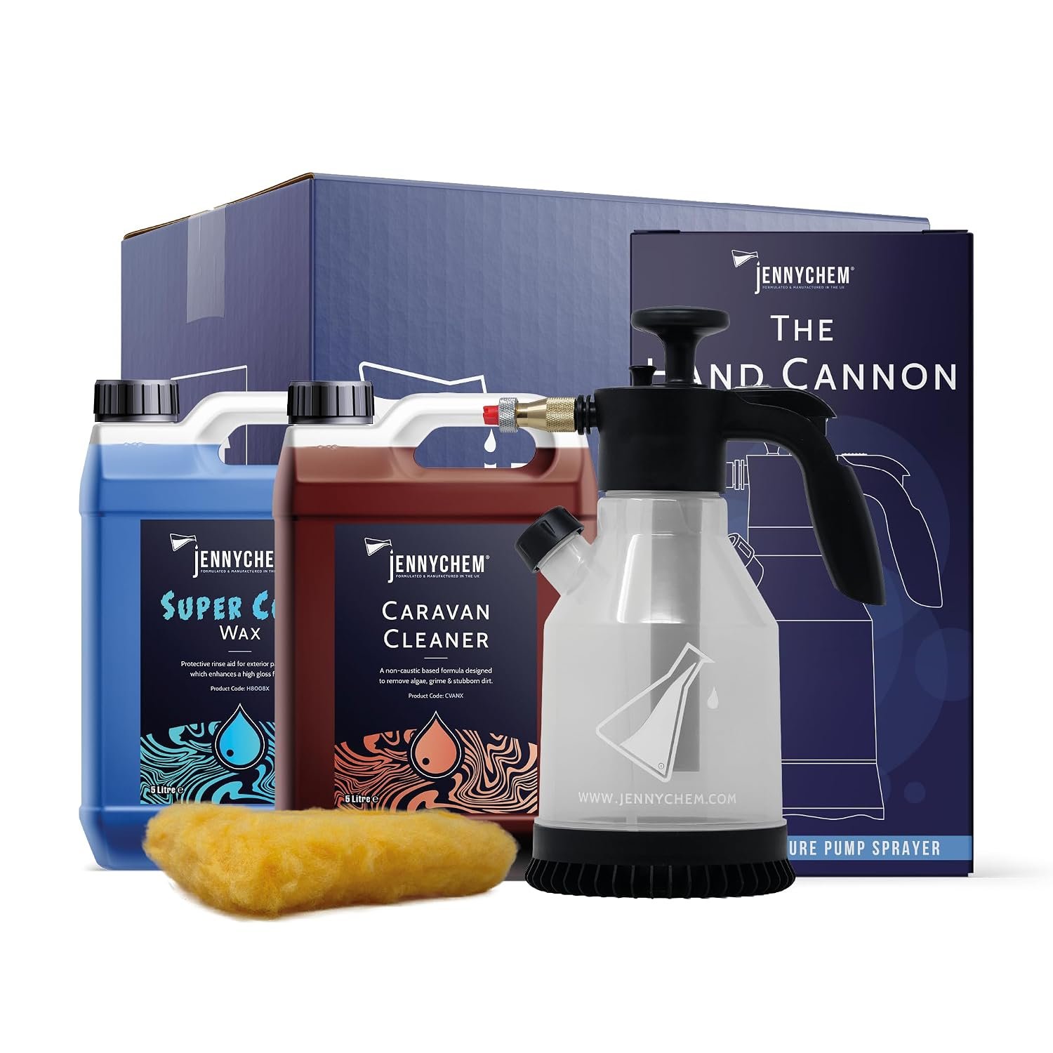 Caravan Cleaning Kit – Caravan Cleaner, Super Cold Wax Protection, Wash Mitt & Sprayer – Complete Motorhome & Campervan Exterior Wash & Shine Bundle
