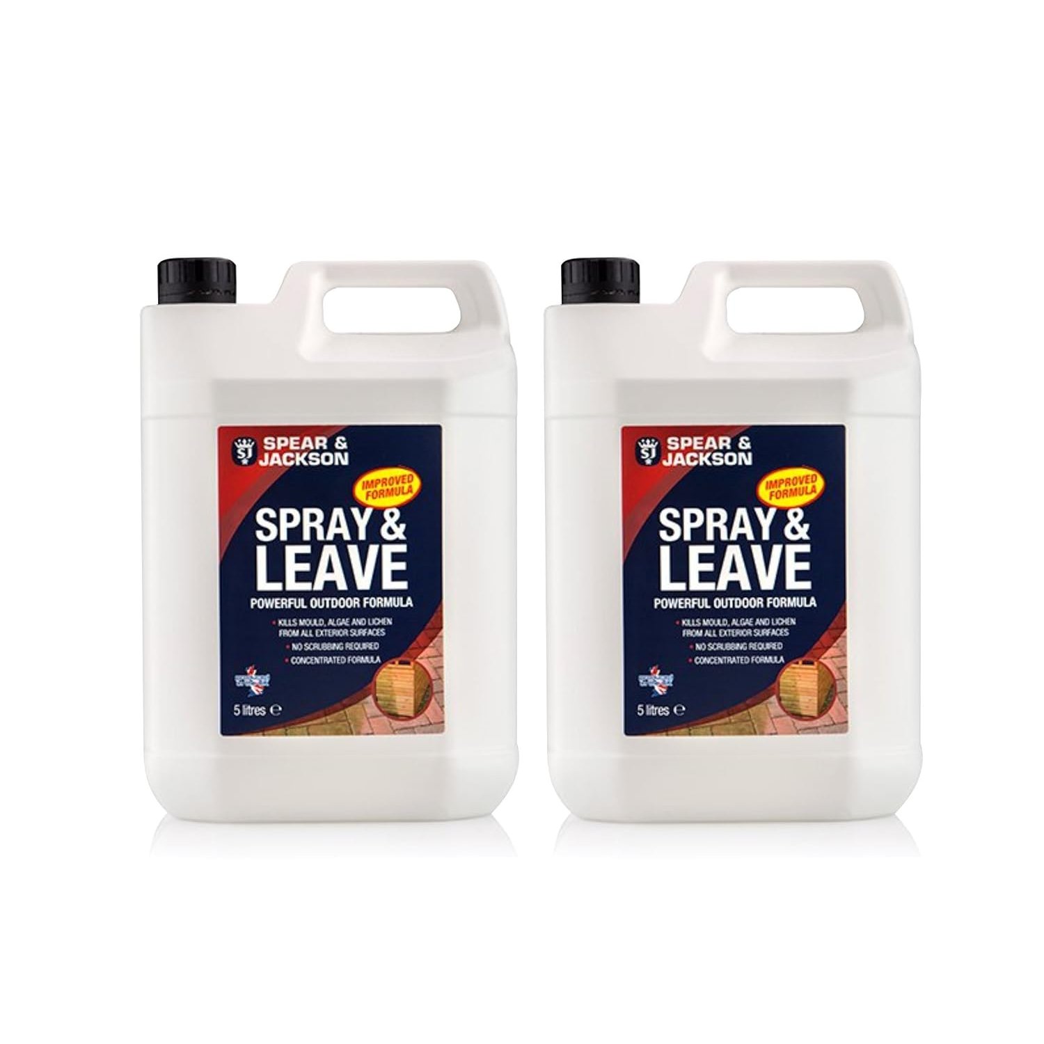 Spear and Jackson - Spray and Leave Concentrate 2 x 5 Litres - Kills Mould, Algae & Lichen From All Exterior Surfaces