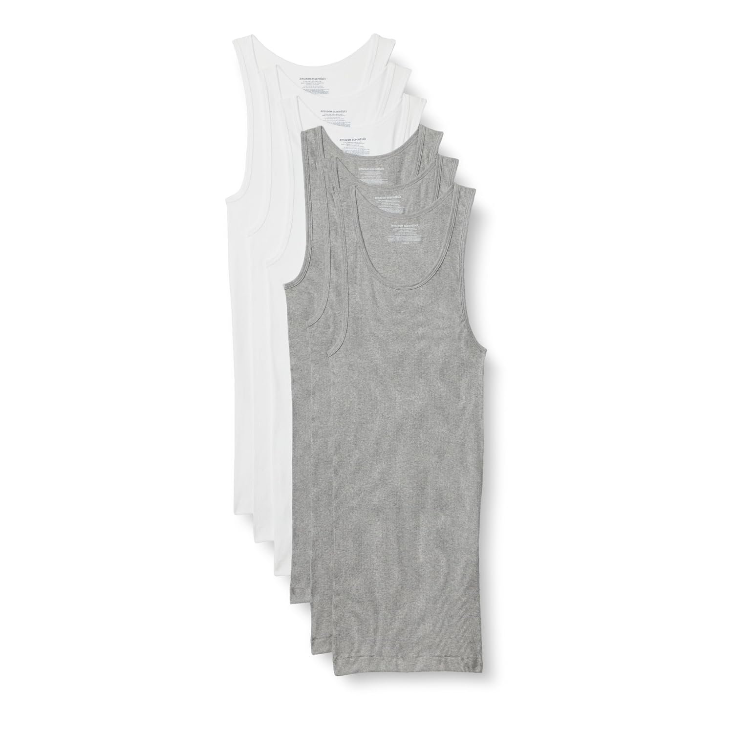 Amazon Essentials Men's Lightweight Tank Undershirts, Pack of 6, Medium Grey Heather/White, XXL