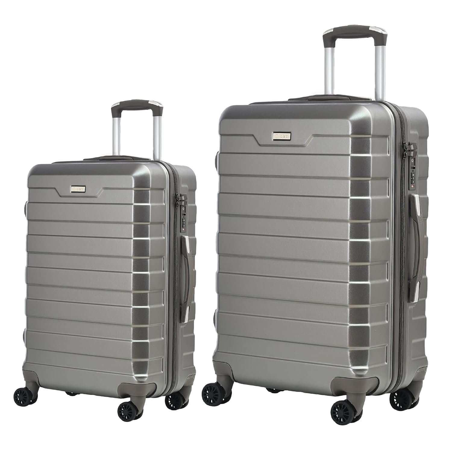 RMW Suitcase Large Medium Cabin Size Hard Shell Lightweight 4 Dual Spinner Wheels Trolley Luggage Suitcase Hold Check in Luggage TSA Combination Lock (Dark Grey, Medium 24" + Large 28")