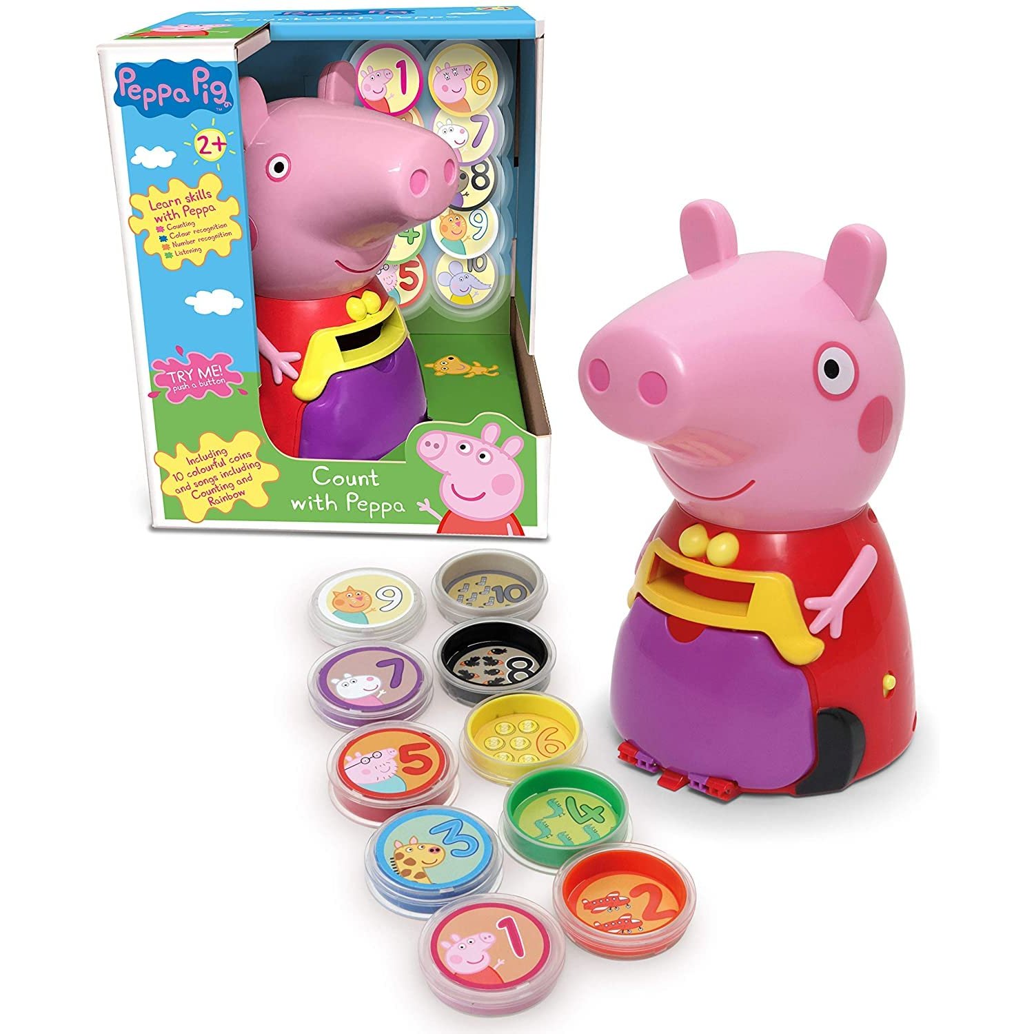 Peppa Pig PP11 Peppa Toy for Kids-Interactive Learning & Child Development, Colours & Number Recognition, Counting and Listening-Includes 10 Fun Coins, 3+ Years, Single, Multi