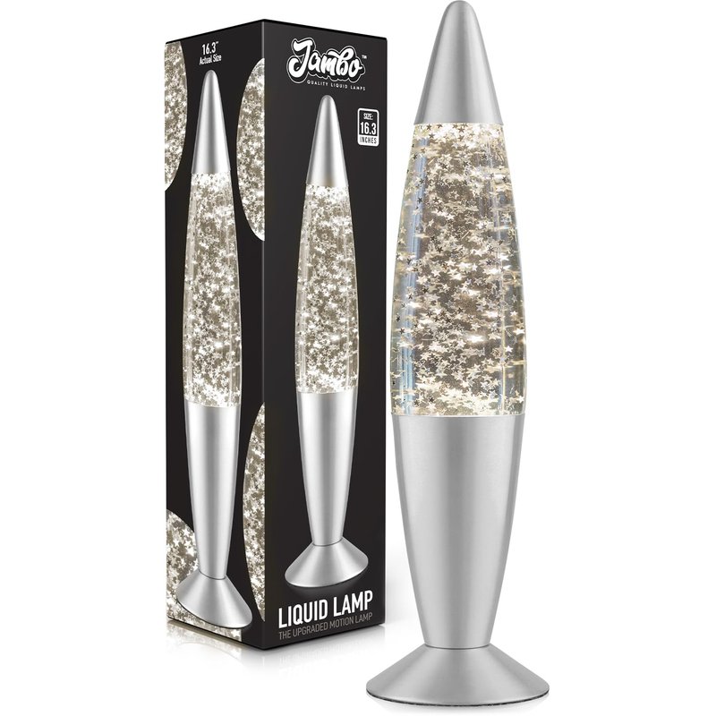 Jambo 16-Inch Silver Star Glitter Lamp I Beautiful Liquid Lamp I Entertaining for Adults and Kids