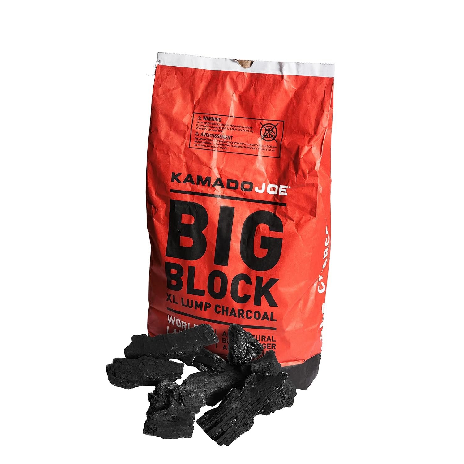 Kamado Joe 100% Natural Charcoal in Large Chunks, Restaurant Quality, for BBQ and Kamado - Long Burn Up to 18 Hours - 9.1kg Bag, Black