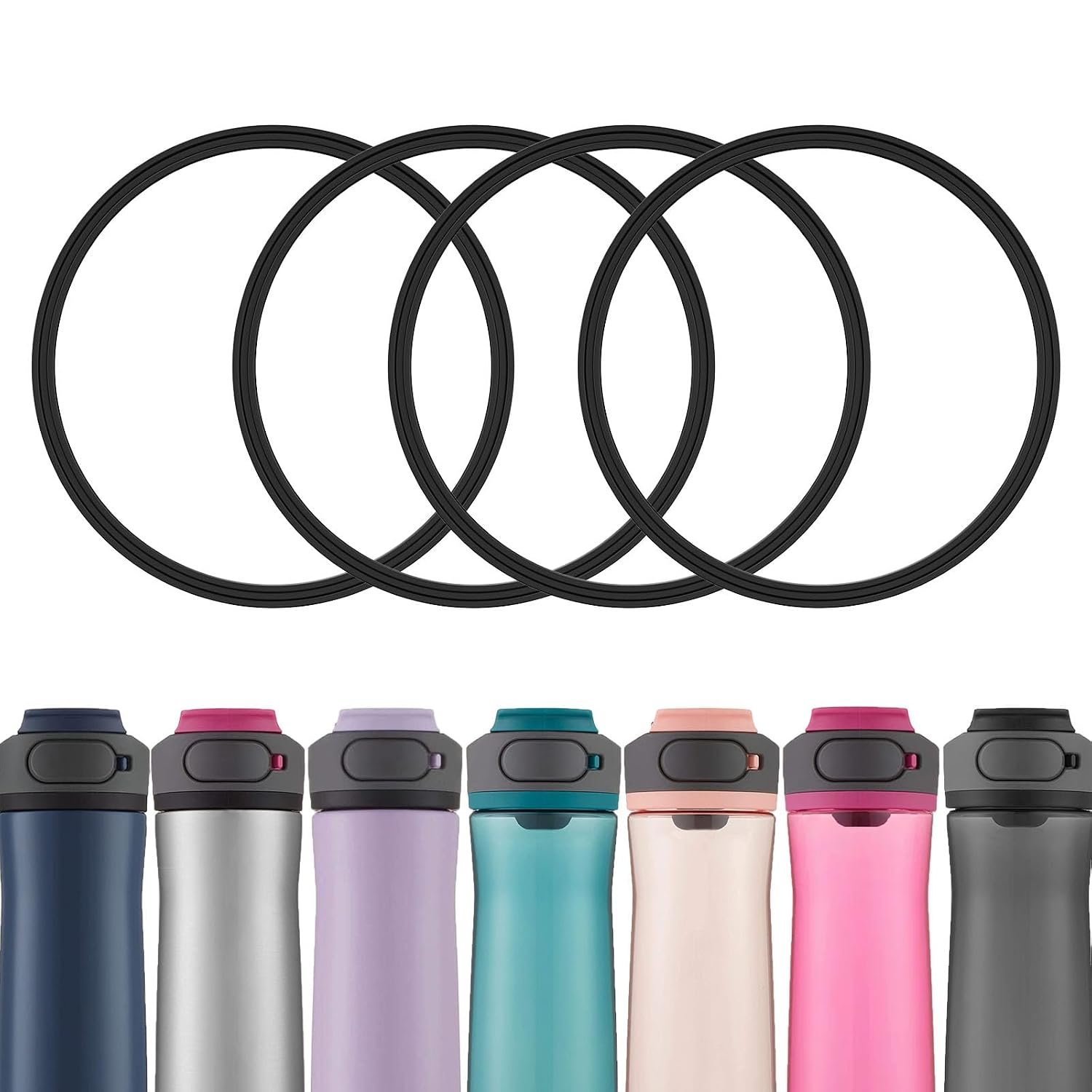 4 Pack Gaskets Compatible with Contigo Autospout 20oz 24oz 32oz Water Bottle, Replacement Rubber Seal for Contigo Autospout Lid, Replacement Silicone Part