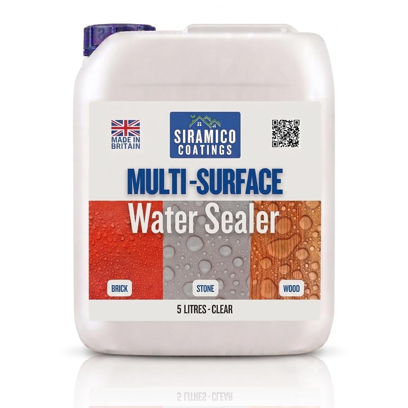 Siramico Coatings Multi-Surface Water Sealer | Clear Waterproofer | 5 Litres | Universal Water Sealer for Brick, Stone & Wood.