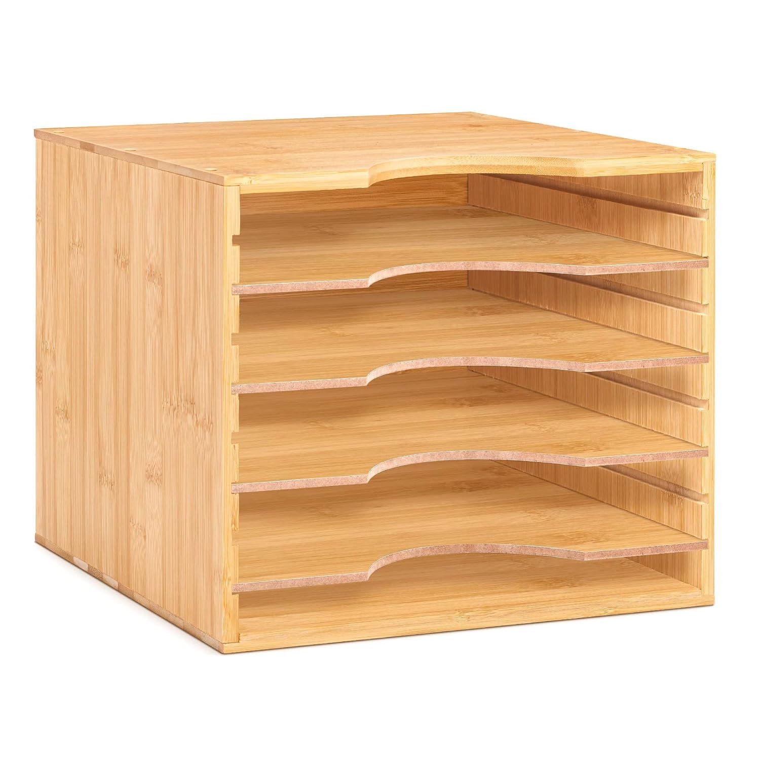 woodluv Desk Organiser Paper Tray, Wooden desk file organiser a4 paper letter tray With 5 Tier Racks Shelves, Letter Tray orgaiser, Paper Sorter Holder, Office, School, Home Study, Desk Tidy