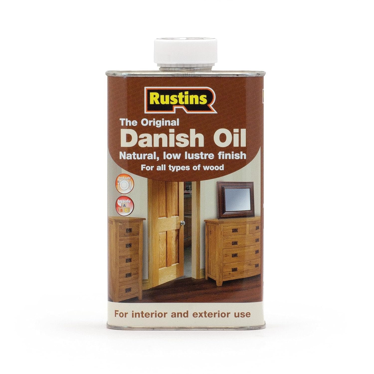 Rustins DANO1000 Original Danish Oil 1 Litre - Rich, Natural Glow - Enhances Wood Grain Beautifully, Professional-Grade Finish, Easy DIY Application