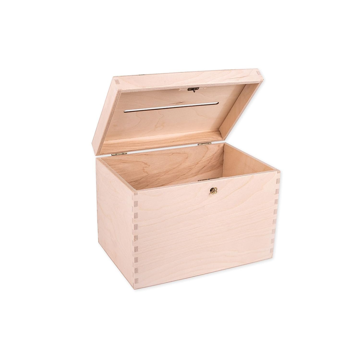 Unfinished Lockable Wooden Wedding Card Box, Decoration, Organisation, Large Natural Wood Craftsmanship, Rustic Home Decor, Keepsake, Chest 29 x 25 x 15 cm.