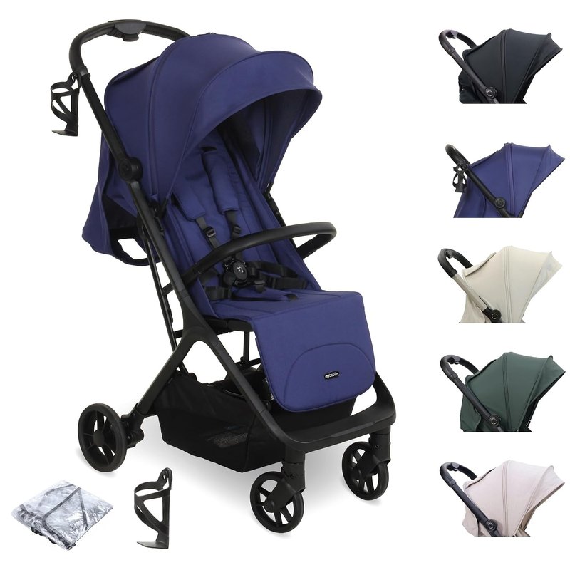 My Babiie MBX7 Autofold Stroller – from Birth to 4 Years (22kg), Foldable & Compact, Lightweight, Travel Buggy for Toddlers, Pushchair Includes Rain Cover - Indigo