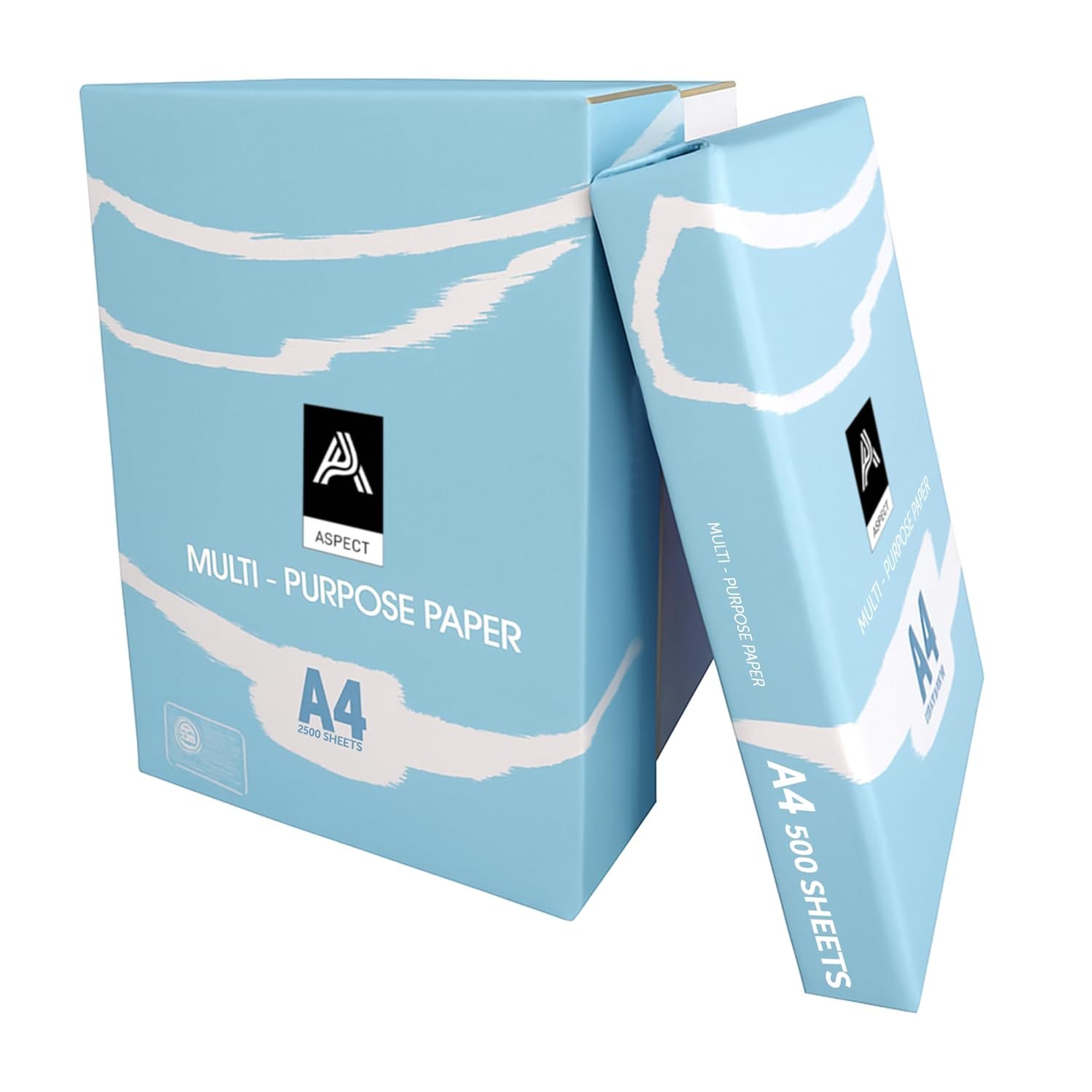 Aspect A4 White Papers Sheets 5 Reams – 2500 Sheets - Bright White Paper - Office Printer, Copier Paper - Multifunction Laser Inkjet Paper - Stronger, A4 Paper Reams - 2500 Sheets (5 Reams)
