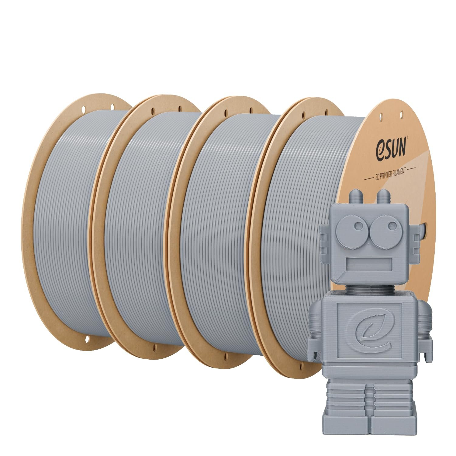 eSUN PLA Filament 1.75mm, PLA Basic 3D Printing Filament Dimensional Accuracy +/- 0.05mm, 1KG per Spool, 4 Spools for 3D Printers,Silver