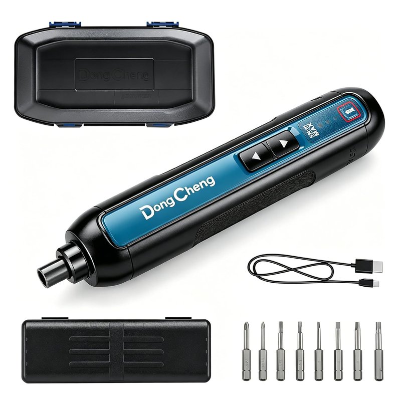 DongCheng 4V Cordless Electric Screwdriver, 2000mAh Battery Powered Rechargeable Screwdriver with 3 Torque Up to 5N.m (44.25 in-lbs), 300RPM & LED, 8pcs 2-Inch Magnetic Screw Bits for Home DIY