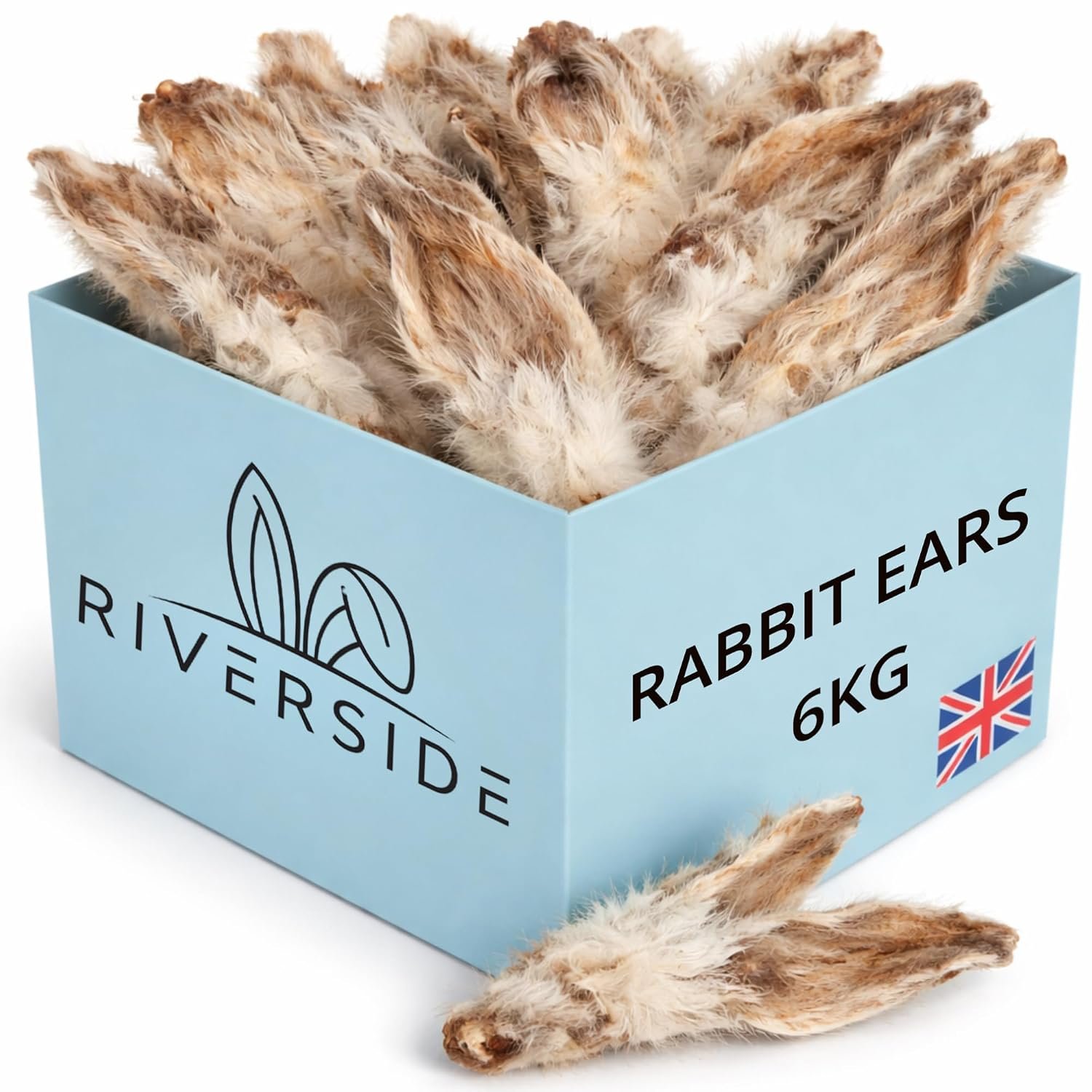 Rabbit Ears with Fur for Dogs - (6KG MEGA BOX, 420-510 Ears), Premium Hypoallergenic, 100% Natural Raw Dog Treats, For All Large, Small, Adults & Puppies - UK COMPANY