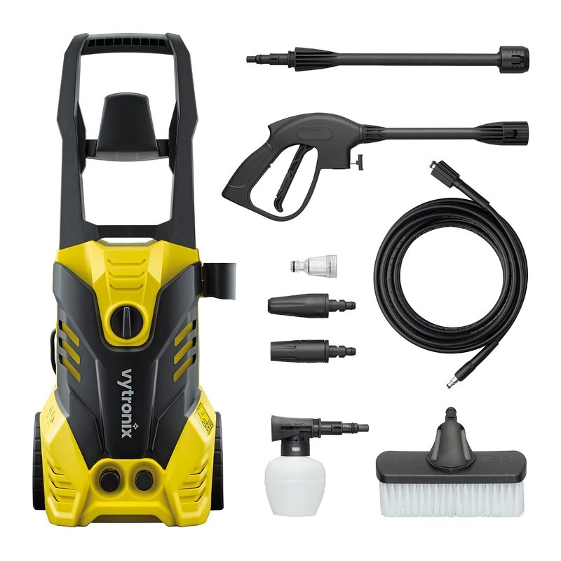 Vytronix JETW1800 Powerful Electric Pressure Washer 1800W | 135 Bar | Jet Wash Kit | High-Performance Power Cleaner for Car, Home, Patio and Garden Furniture Yellow