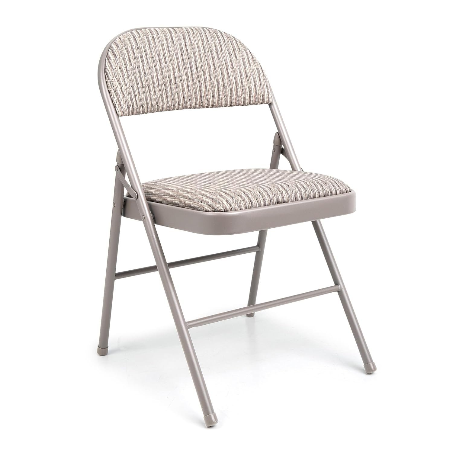 Crystals Deluxe Fabric Folding Foldable Chairs, Heavy Duty Fold Away Chair with Padded Fabric Seats & Metal Frame for Dinning, Home, Office, Indoor & Outdoor Use - Grey (1) (1)