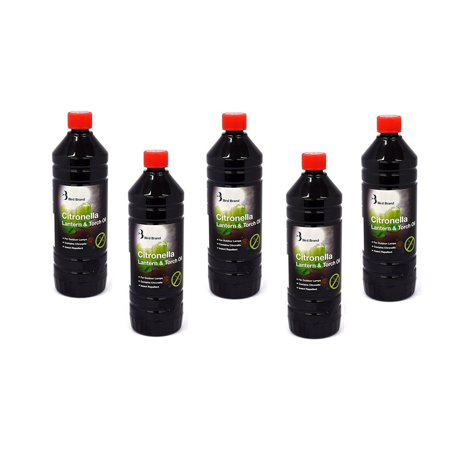 Bird Brand Insect Repelling Citronella Lamp Lantern and Torch Oil 1 Litre, Pack of 5