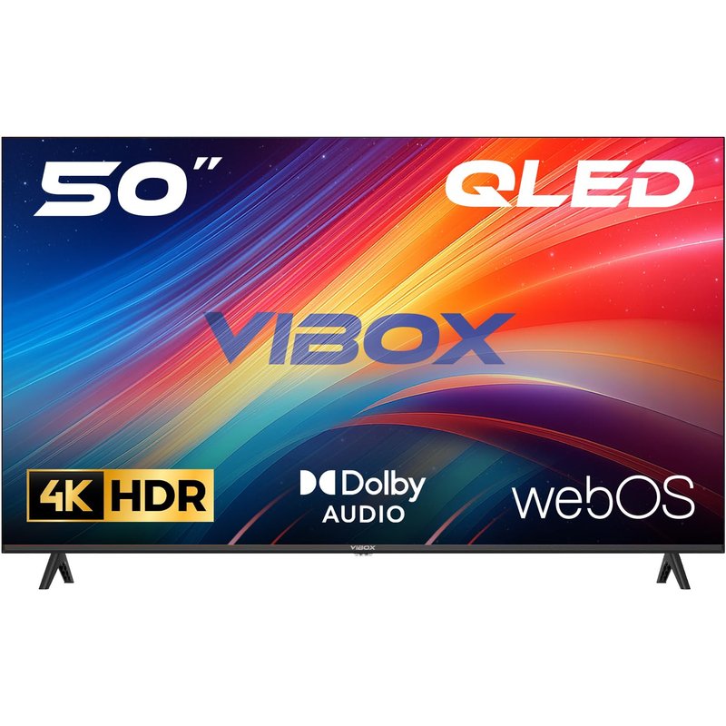 Vibox 50" 4K QLED Smart TV | WebOS | 3x HDMI, 2x USB | Wall Mount Compatible | Gesture Remote with Streaming Controls