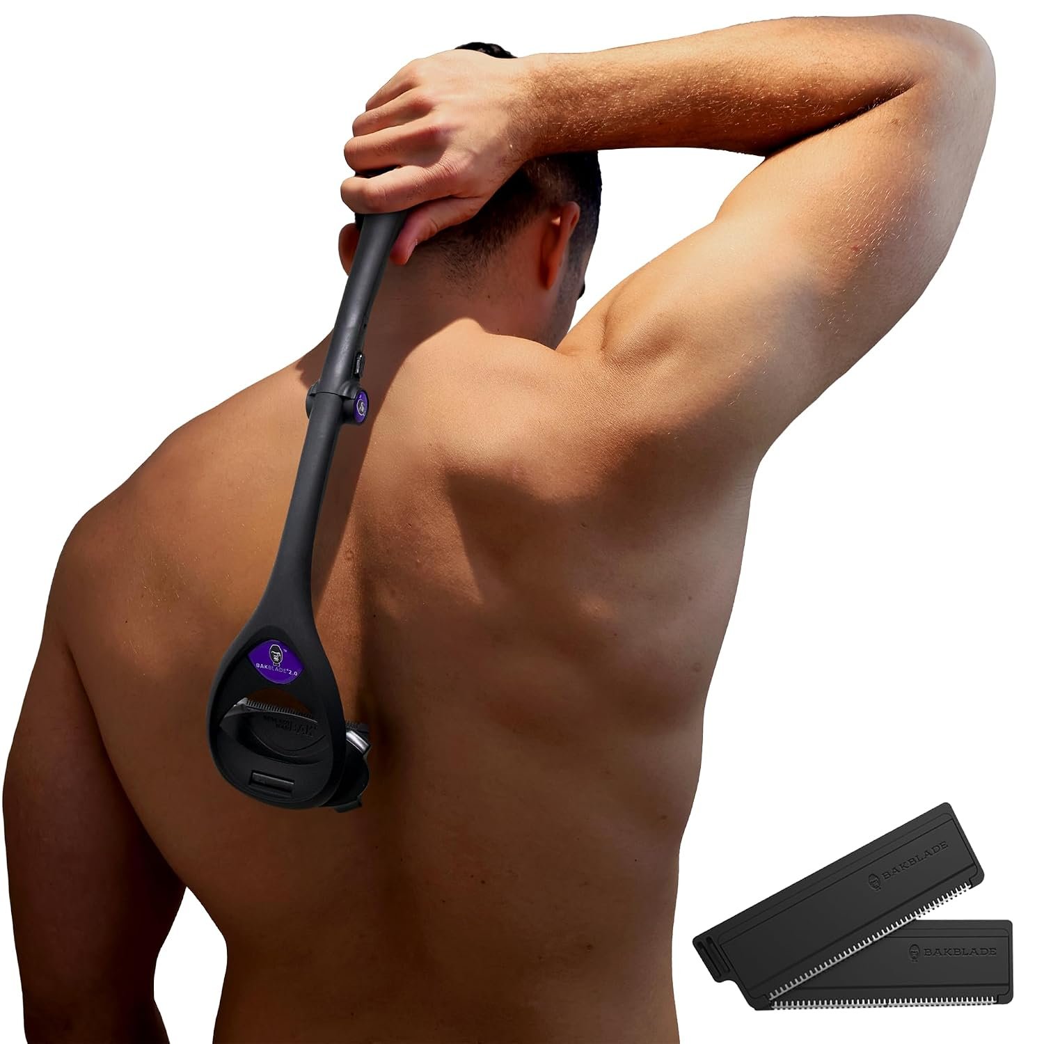 baKblade 2.0 - Back Hair Removal and Body Shaver (DIY), Ergonomic Handle, Shave Wet or Dry