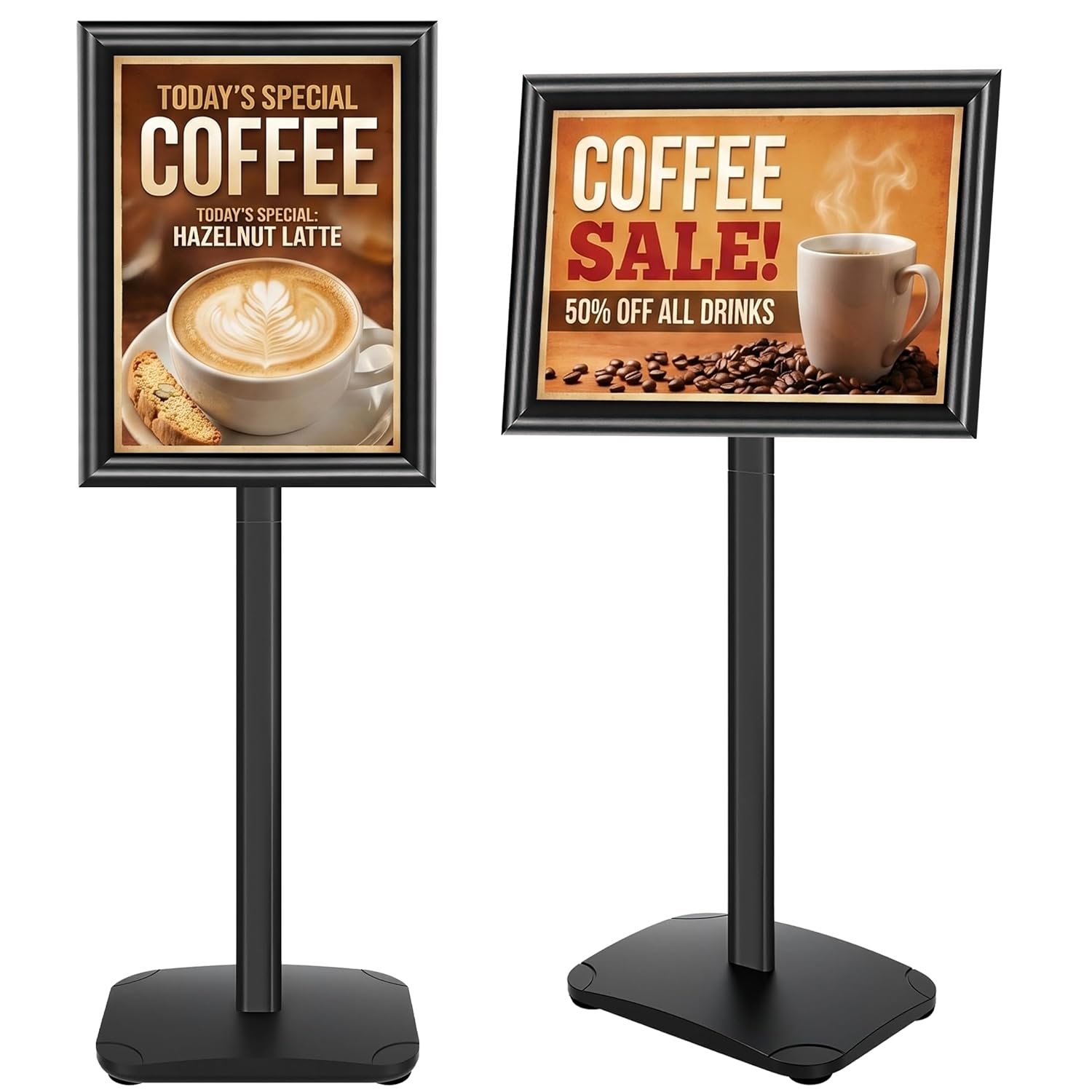 VAIIGO A3 Sign Stand Poster Display Stand with Heavy Duty Base, Floor Standing Sign Holder with Aluminum Snap Frame, Outdoor Welcome Signage - Menu Holder - Notice - Advertising Display Board, Black
