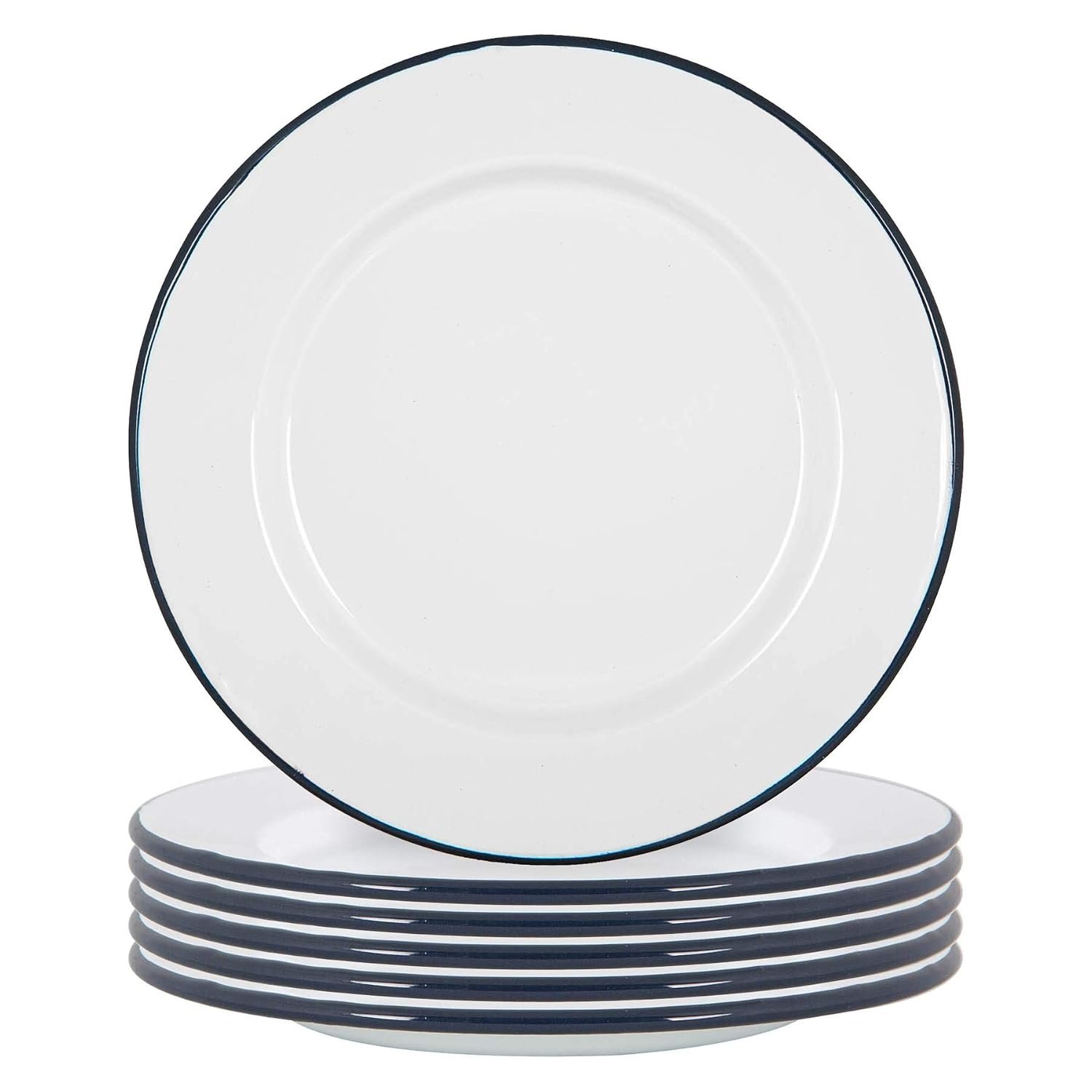 Argon Tableware Enamel Dinner Plates - 25.5cm - Pack of 6 - Navy Dining Plates Lightweight Camping Large Dinner Dish for Appetisers, Starters, Mains, Sides, Desserts