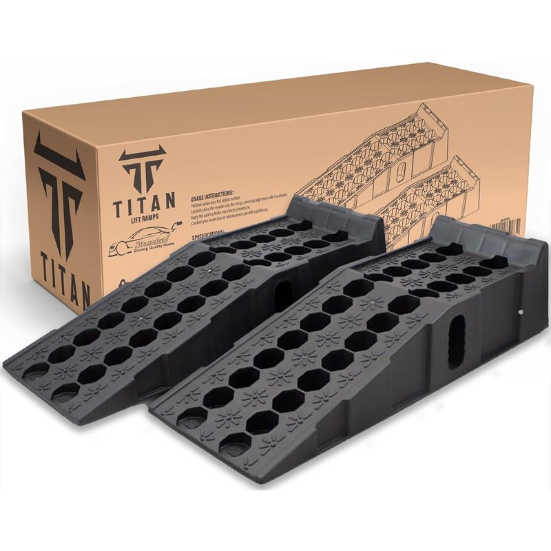 Xtremeauto TITAN 8 Ton Heavy Duty Plastic Car Ramps - Durable Garage Ramps for Vehicle Lifting, Workshop Service, Car Maintenance & Repair and Trailer Use 2PC (92cmx35cmx31cm)