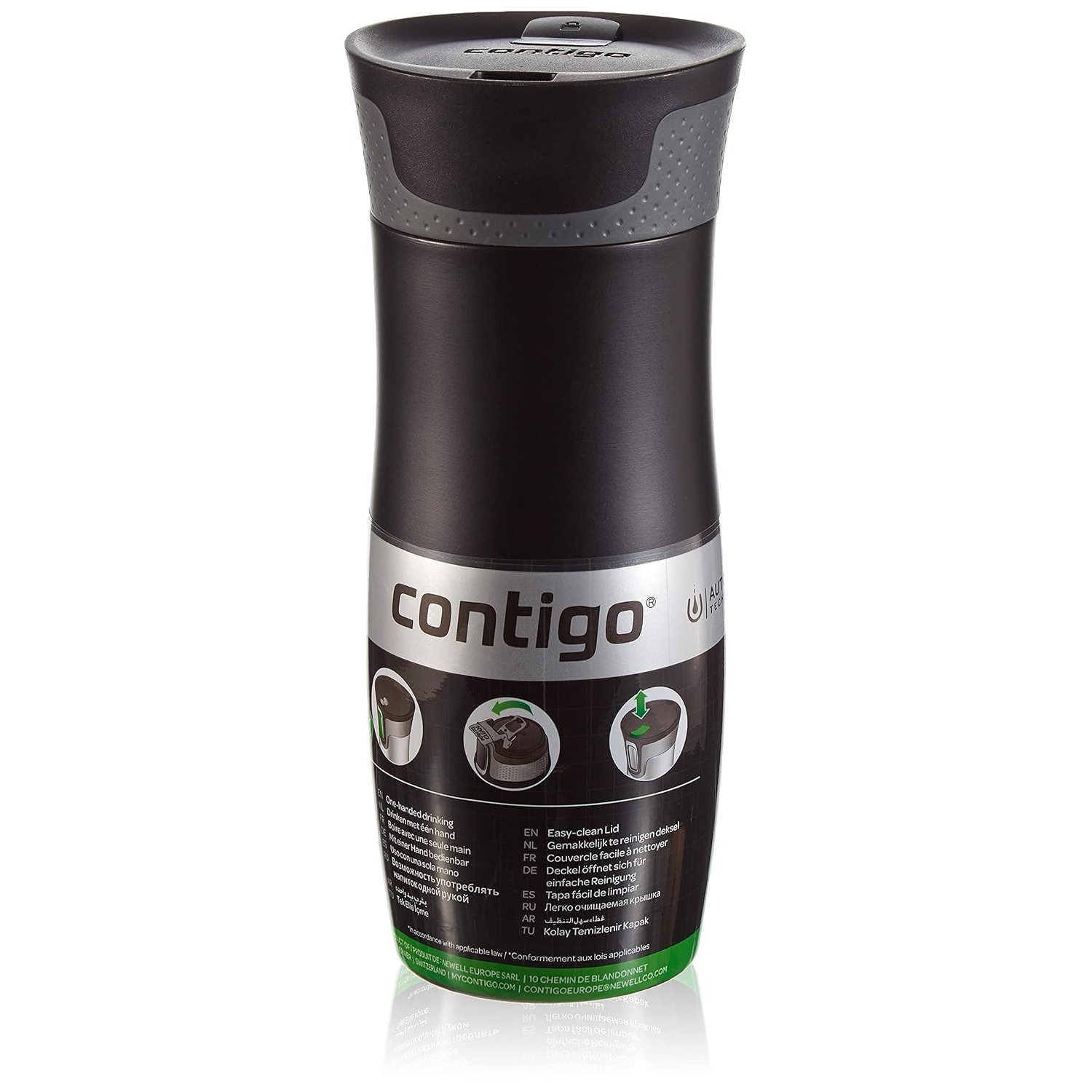 Contigo West Loop Autoseal Travel Mug, Stainless Steel Thermal Mug, Vacuum Flask, Leakproof, Coffee Mug with BPA Easy-Clean Lid, Matt Black, 470 ml