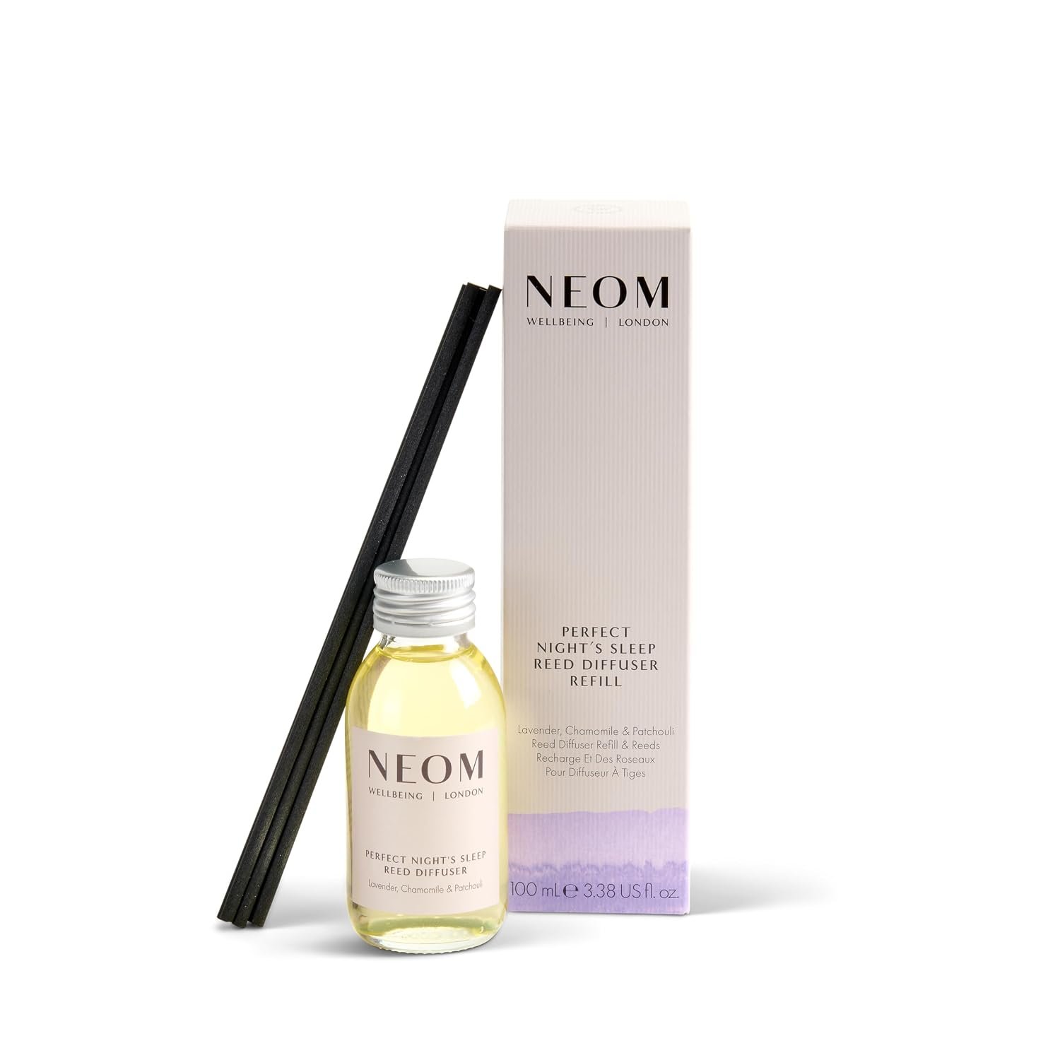 NEOM- Reed Diffuser Refill 100ml, Real Luxury | Lavender, Jasmine & Sandalwood