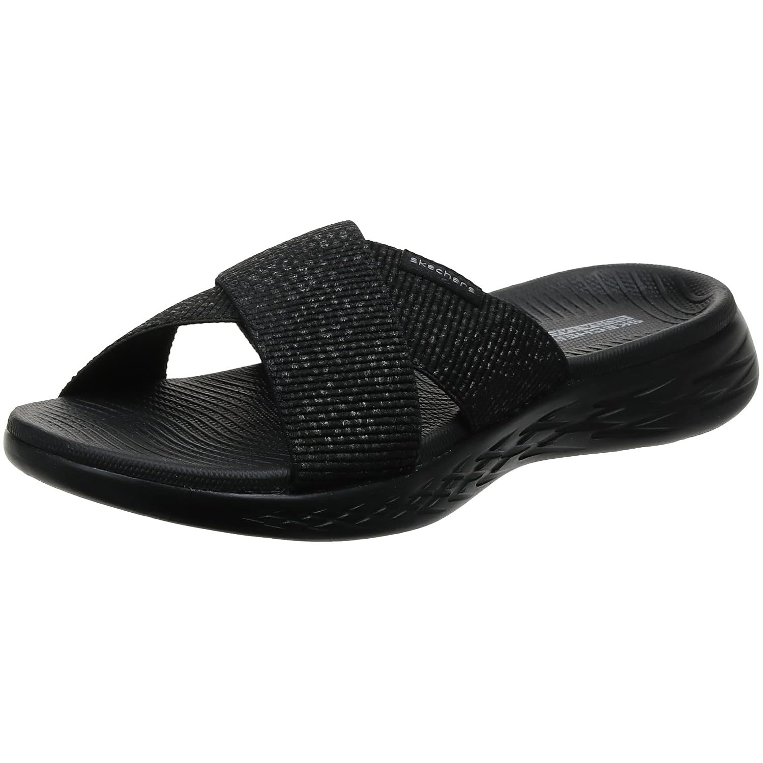 Skechers Women's On-the-go 600 - Glistening Slide Sandal,Black,7 UK Wide