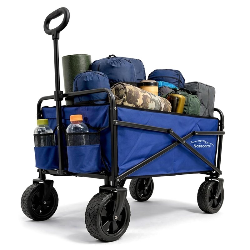 Nasscarts, Multi-Purpose Utility Cart - Off-Road Wagon, Multi-Terrain Trolley, Collapsible, Foldable Handcart - Great for Shopping, Gardening, Camping, Fishing - Loading Capacity of 68 kg - Blue