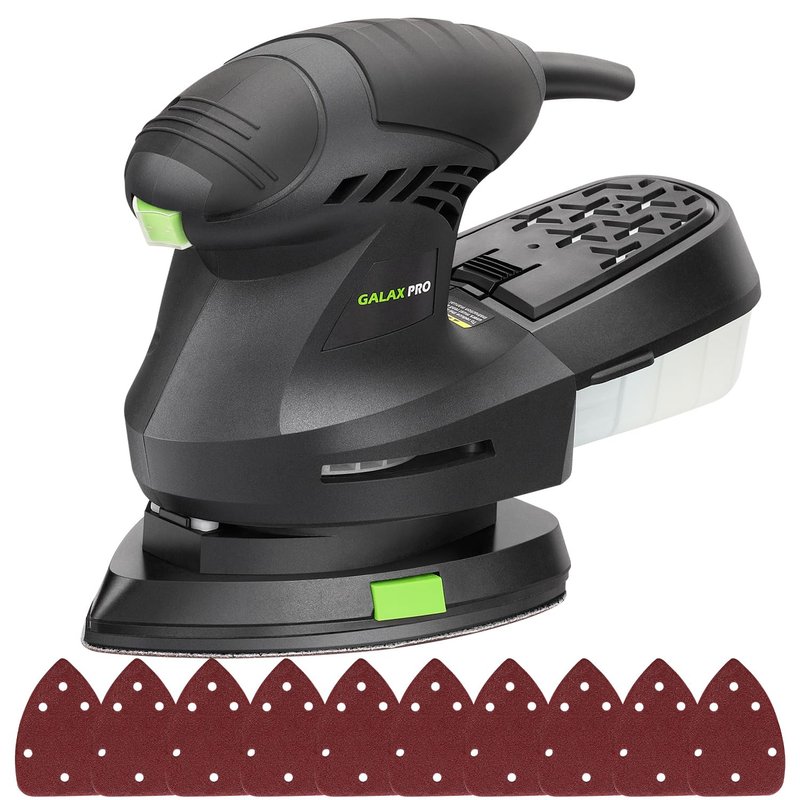 GALAX PRO 200W Detail Sander, 12000 OPM Electric Orbital Sander with Dust Collection and 10 Pieces of Sandpaper