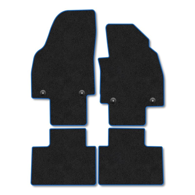 MG ZS Auto (2024+) Car Mats Accessories Tailored Fit Carpet Floor Mats Non Slip Blue Trim Full Coverage Compatible Accessory Front Rear Set Anti Slip Granulated Backing Hand-Finished Clips