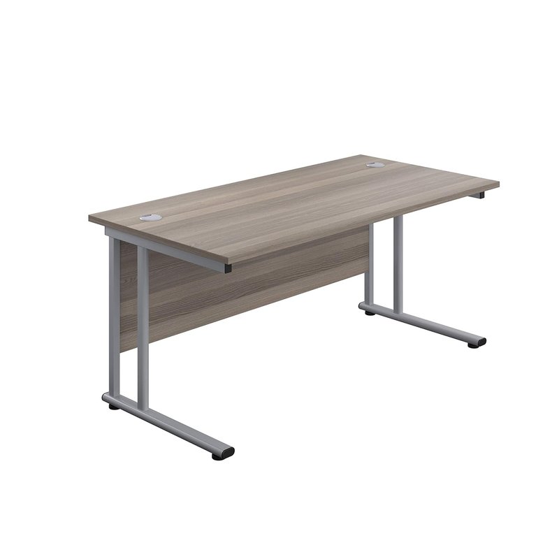 Office Hippo Heavy Duty Rectangular Cantilever Office Desk, Home Office Desk, Office Table + Integrated Cable Ports, PC Desk For Office or Home, 5 Yr Wty