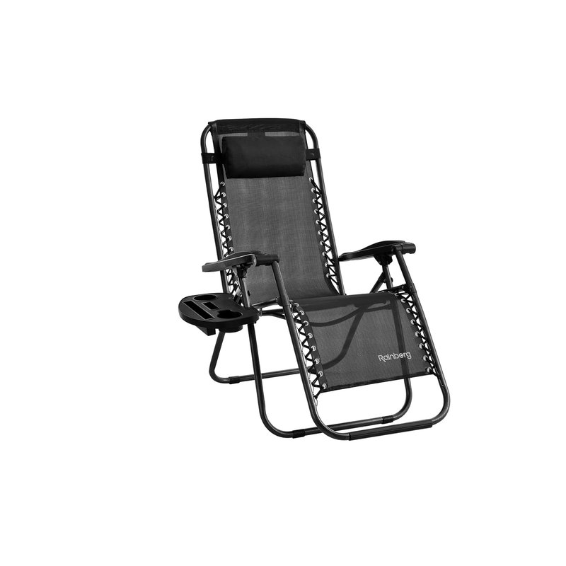 Rainberg Zero Gravity Lounger Chair, Outdoor & Garden Sunloungers, Folding Reclining Patio Chair, Cup Holder, Soft Cushion and Headrest for Poolside, Camping, Coffee (Recliner Chair)