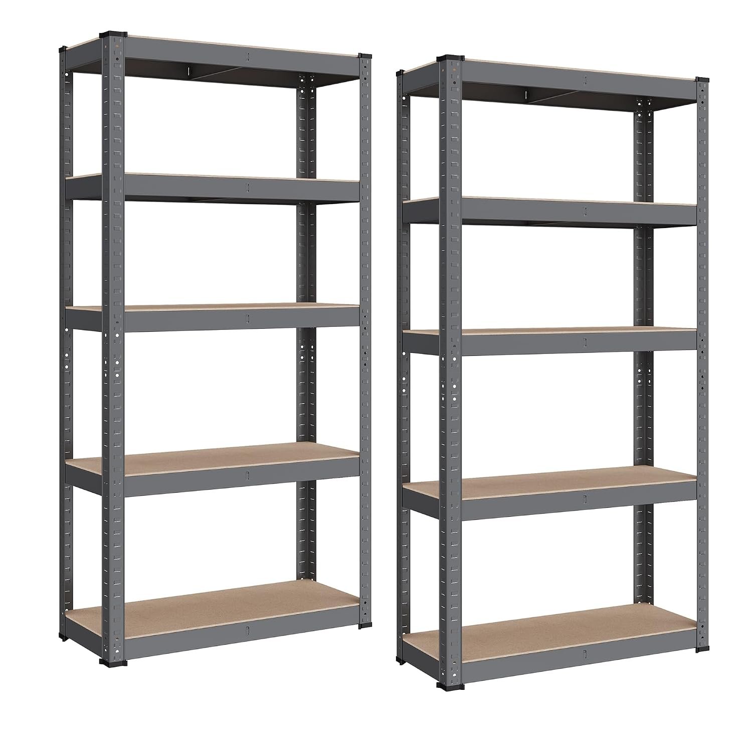 SONGMICS GLR030G02 Heavy Duty Shelving Unit 30 x 75 x 150 cm with Steel Frame up to 650 kg 5 Adjustable Shelves Grey