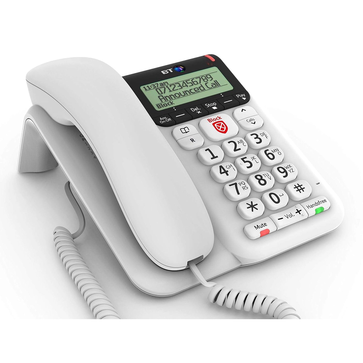 BT Décor 2600 Corded Landline House Phone, Home Phone, Advanced Nuisance Call Blocker, Call Block Button, Handsfree, Mute Button
