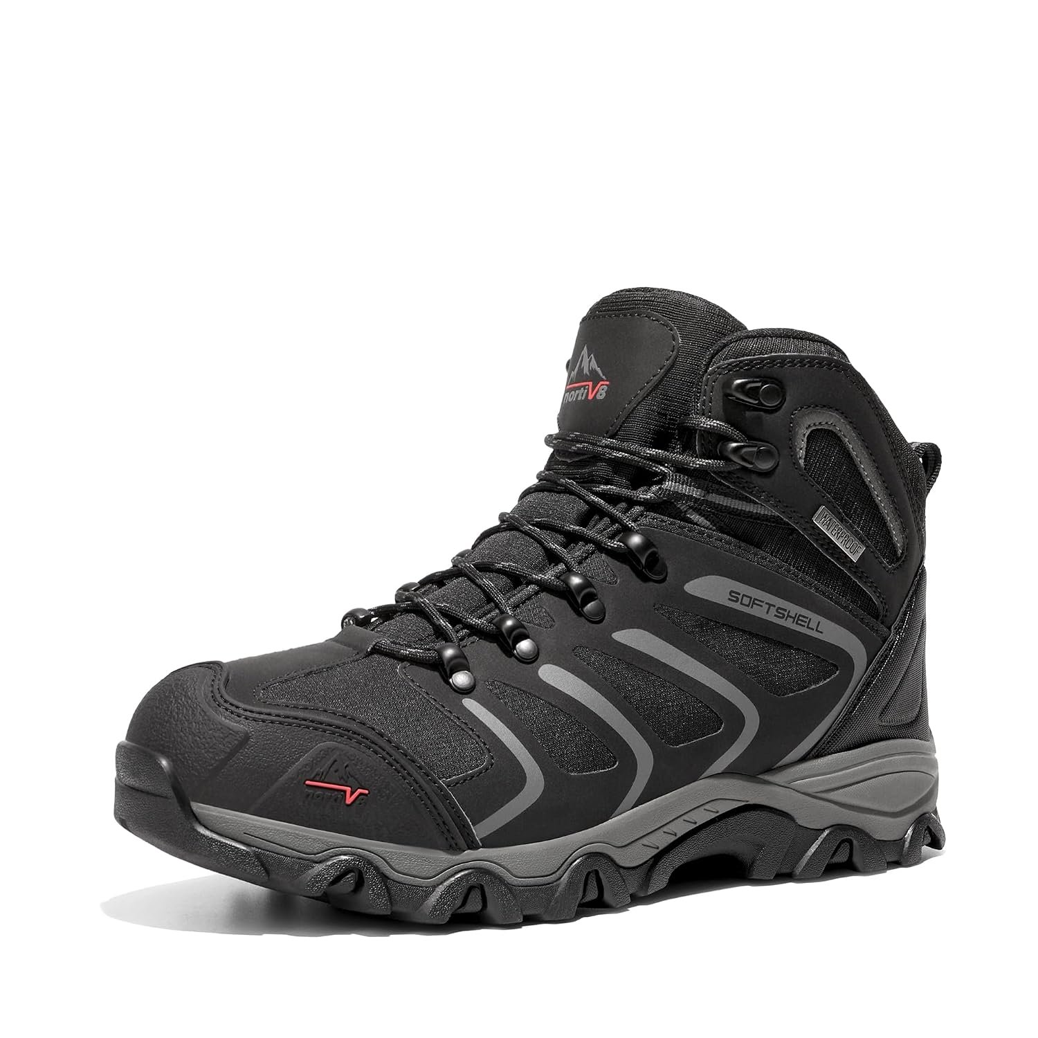 NORTIV 8 Men's Ankle High Waterproof Boots Hiking Boots Men Walking Boots Mens Backpacking Trekking&Hiking Footwear Armadillo,Size 11,Black/Dark/Grey,160448_M