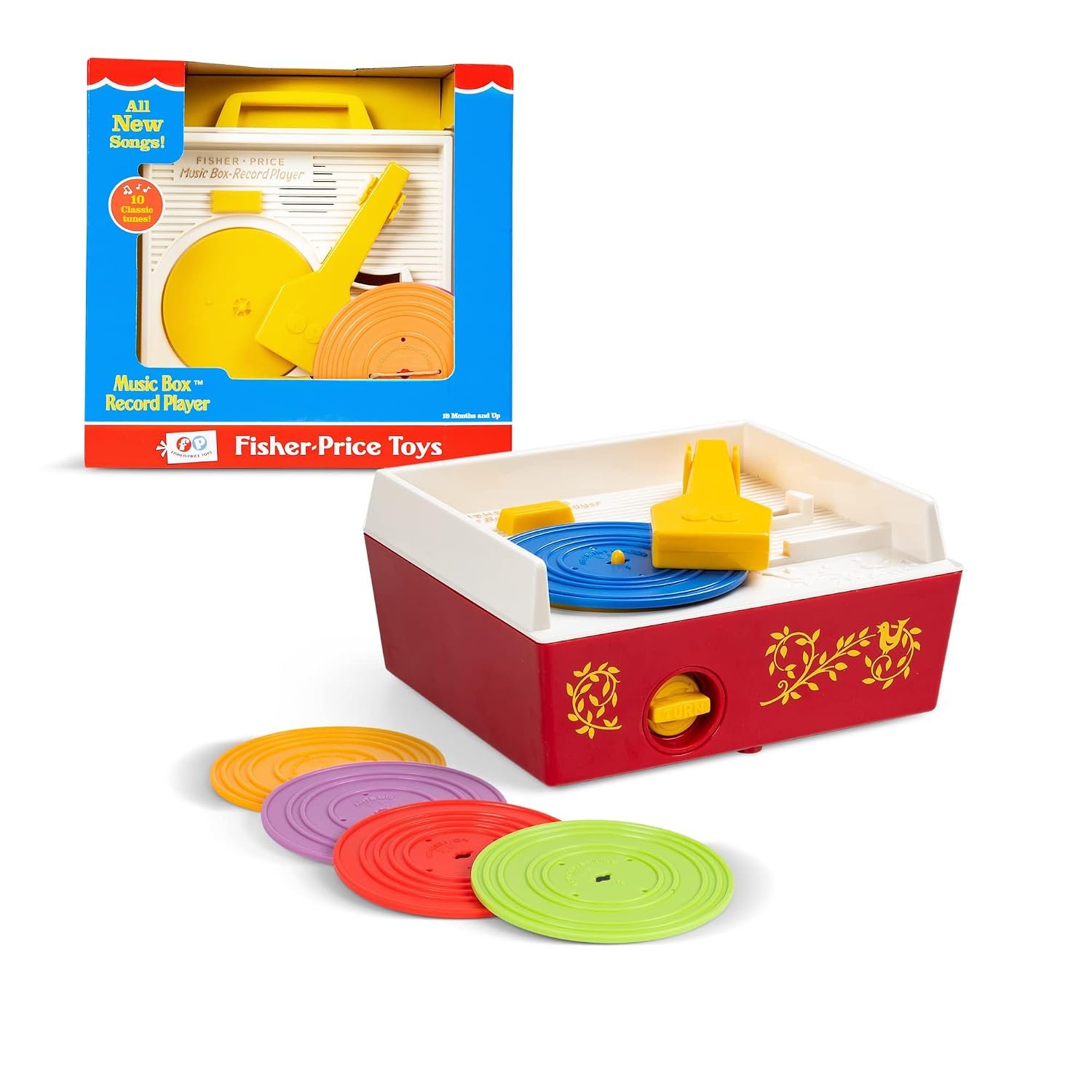 Fisher-Price 01697 Classics Music Box Record Player Baby Musical Toy, Pretend Play For Boys And Girls, Ages 18 Months+, 1697, Multicolour