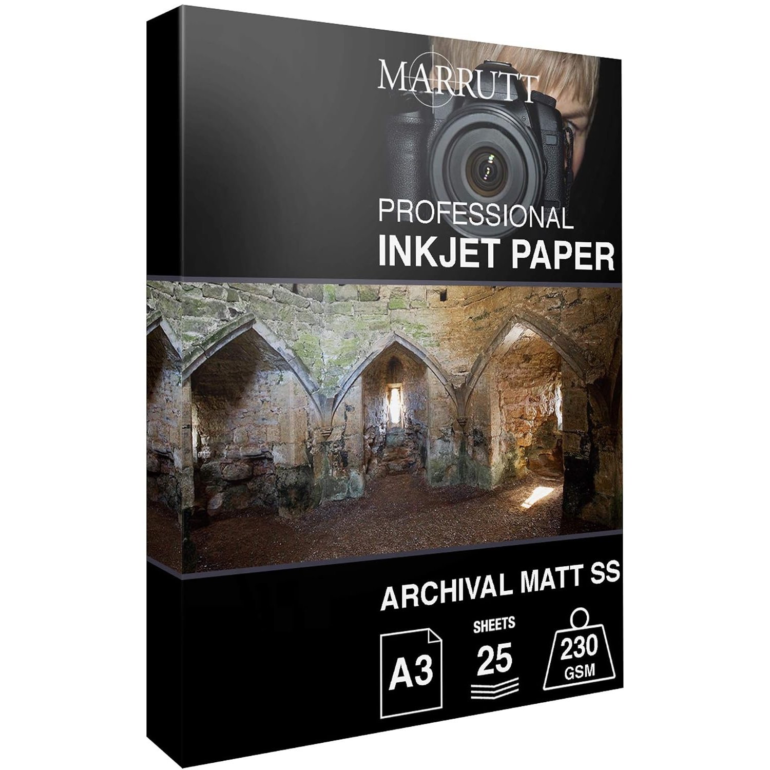 Marrutt 230gsm Archival Matt Single Sided Inkjet Photo Paper: A3-25 Sheets